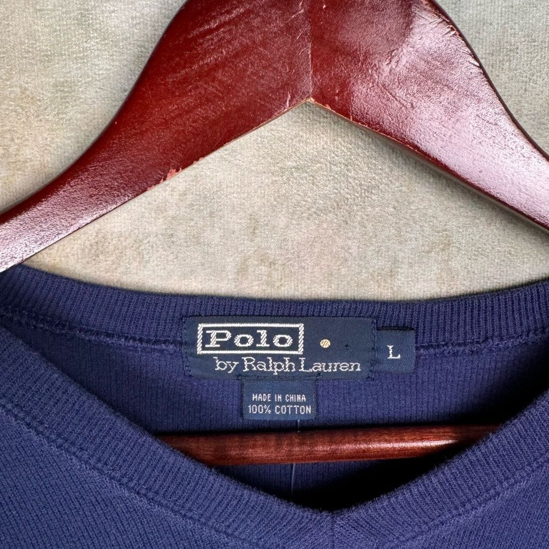 Polo Ralph Lauren × Vintage VTG 90s Polo Ralph Lauren Knit Sweater Sz L Navy Blue Size US L / EU 52-54 / 3 - 7 Thumbnail
