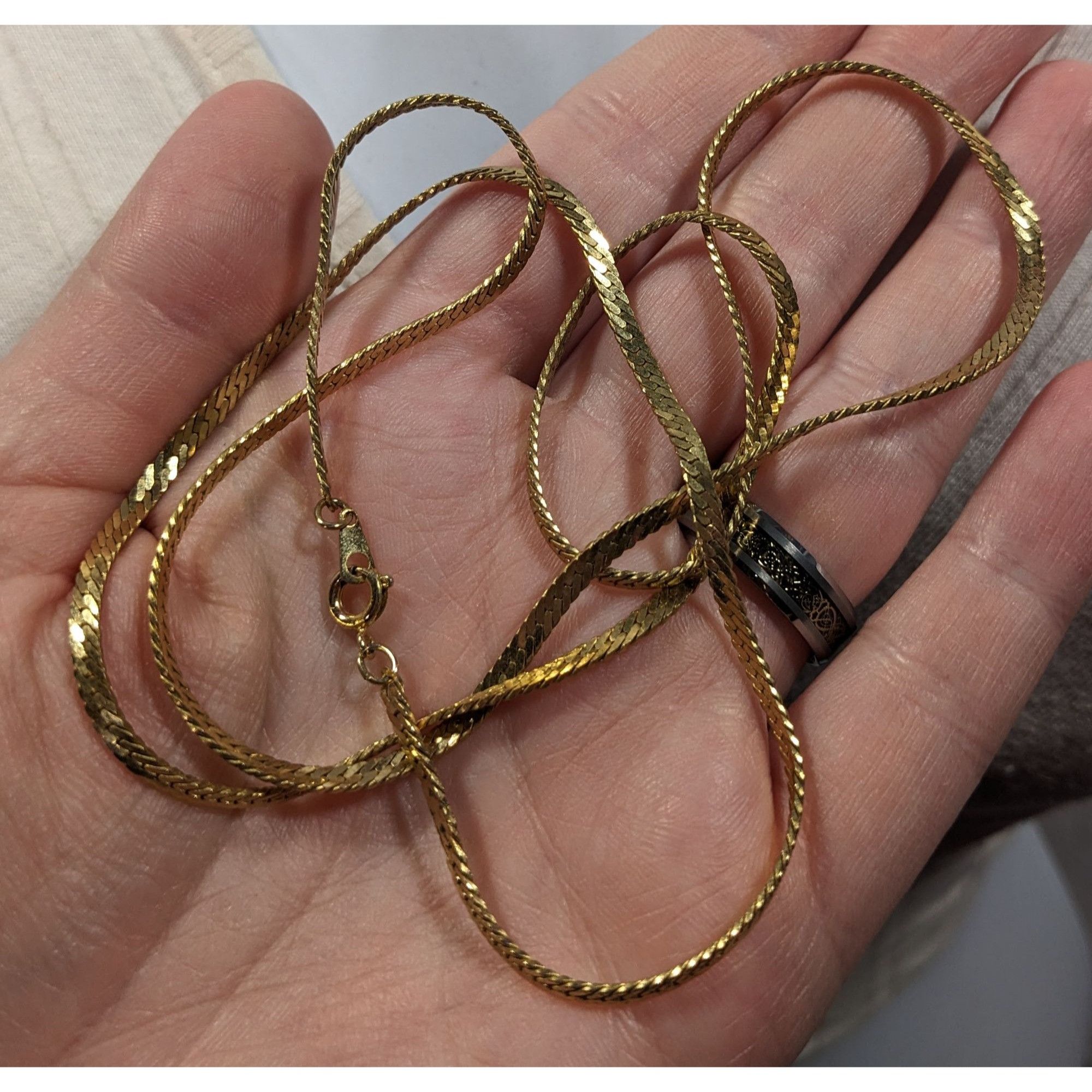 Other Simple Elegant Gold Tone Flat Chain Necklace Size ONE SIZE - 3 Thumbnail