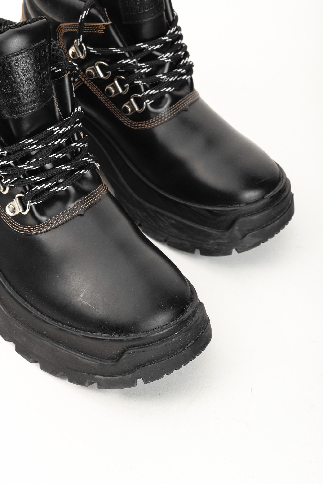 Maison Margiela Maison Margiela Black Leather Lug Sole Hiking-Style Boots Size US 6.5 / IT 36.5 - 6 Thumbnail