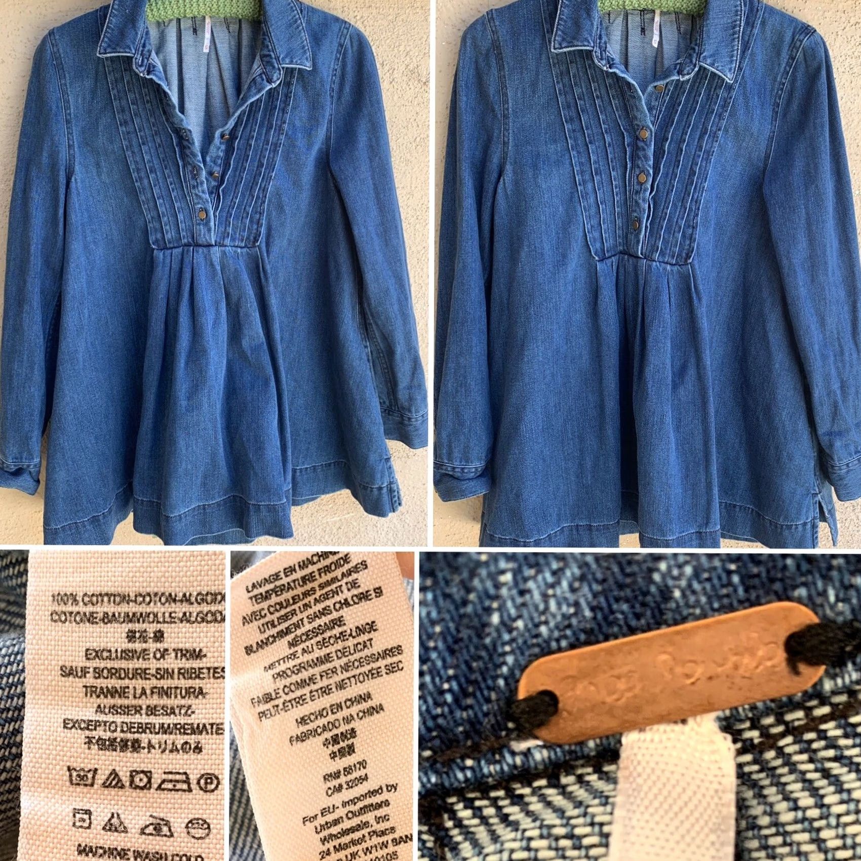 Free People Free People Denim Top Blouse XS Women Pullover Long Sleeve Blue Hippie Boho Shirt Size XS / US 0-2 / IT 36-38 - 2 Thumbnail