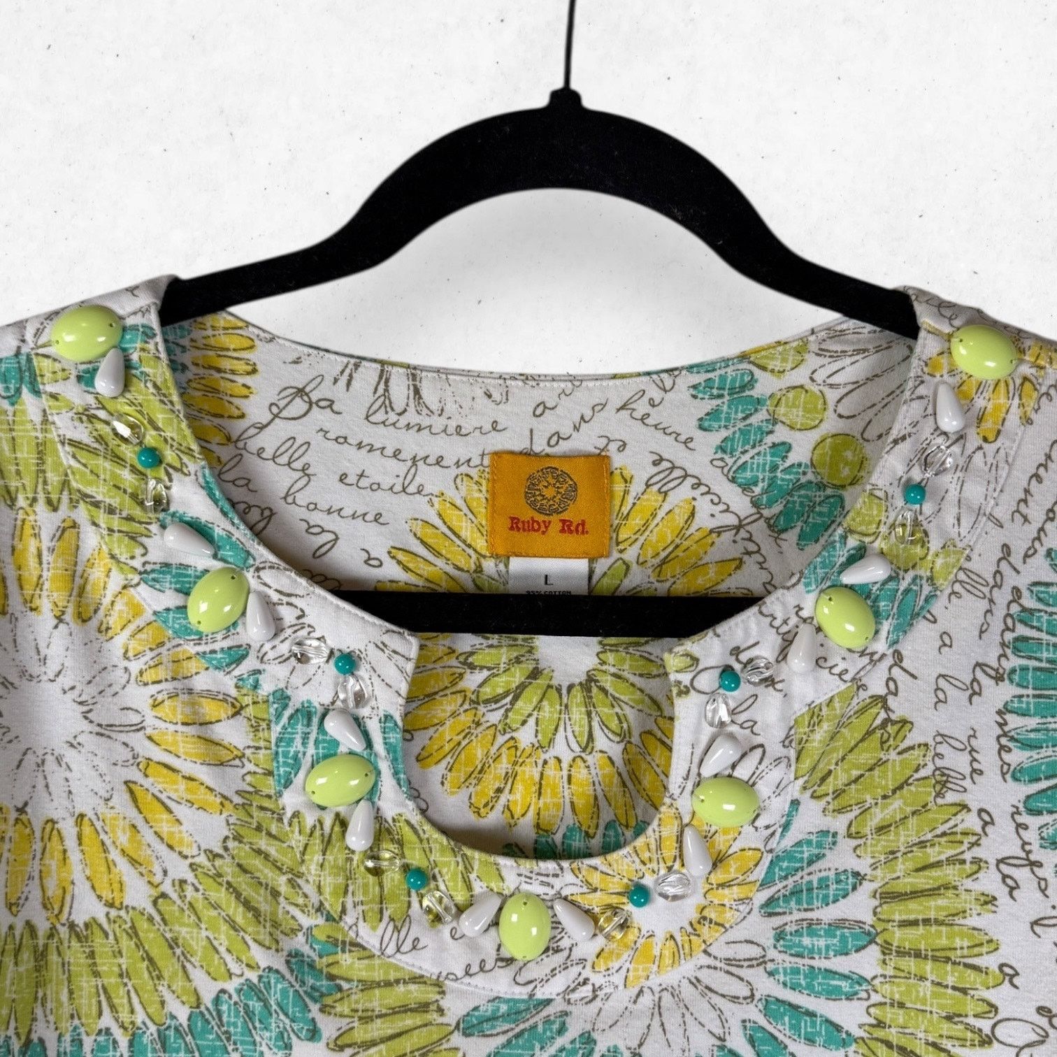 Other Ruby Road Petite Beaded Keyhole Neckline Shirt Women's Sz L Size L / US 10 / IT 46 - 4 Thumbnail