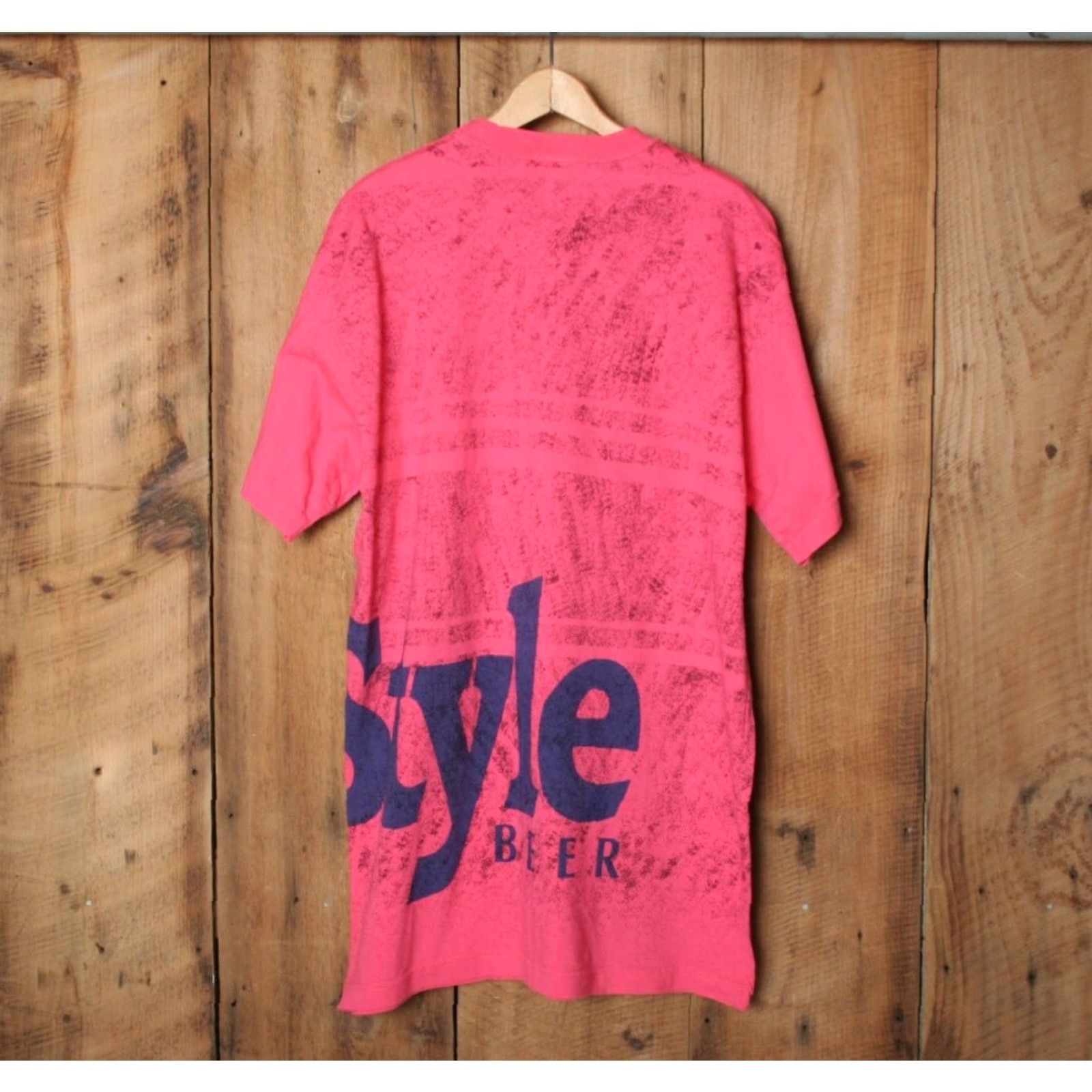 Vintage VINTAGE Art Unlimited T-Shirt Men XL Pink 100% Cotton Short Sleeve Vintage Old Style Beer Single Stitch Sized XL Whites? Size US XL / EU 56 / 4 - 3 Thumbnail