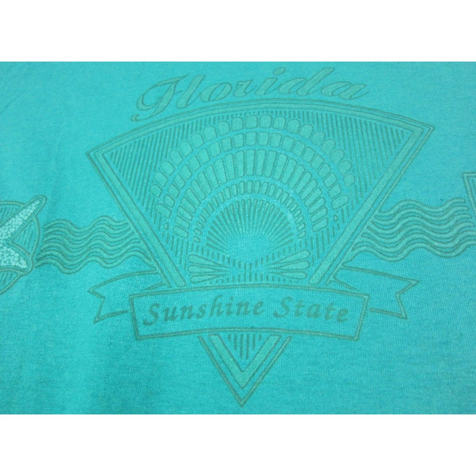 Hanes VINTAGE Hanes Shirt XL Mens Blue 90s USA Short Sleeve Crew Neck Cotton T-Shirt Small Print 80s Theme Florida Sunshine Size US XL / EU 56 / 4 - 3 Thumbnail