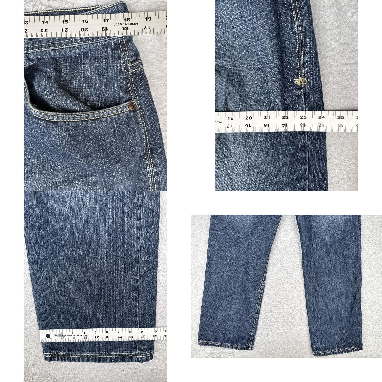 Phat Farm Phat Farm Jeans Mens 36x33 Blue Denim Eagle Graphic Back Pocket Streetwear Jeans Size US 36 / EU 52 - 9 Thumbnail