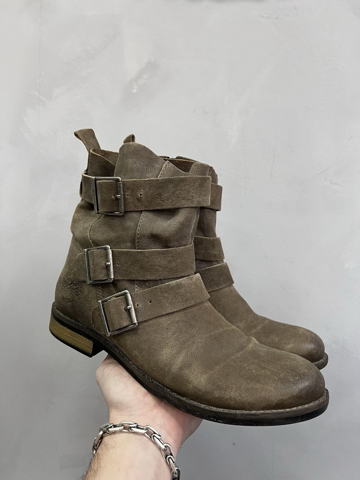 Vintage AVANT GARDE BELTED HIGH LEATHER DESIGNER BOOTS COMBAT Y2K Size US 7.5 / EU 40-41 - 1 Thumbnail