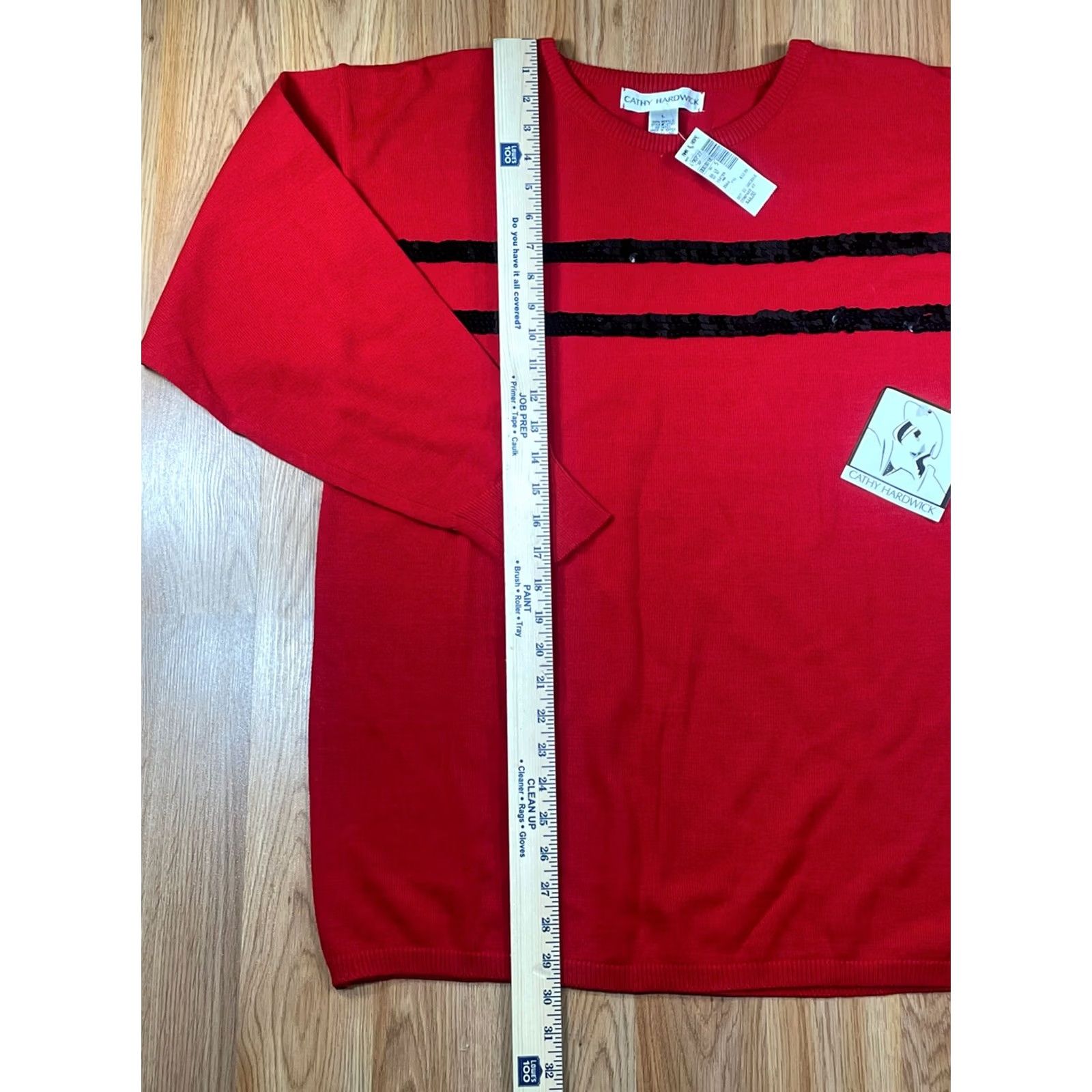 Vintage Cathy Hardwick Women’s Red Round Neck 3/4 Sleeve Knit Sweater Pullover Size L Size L / US 10 / IT 46 - 3 Thumbnail