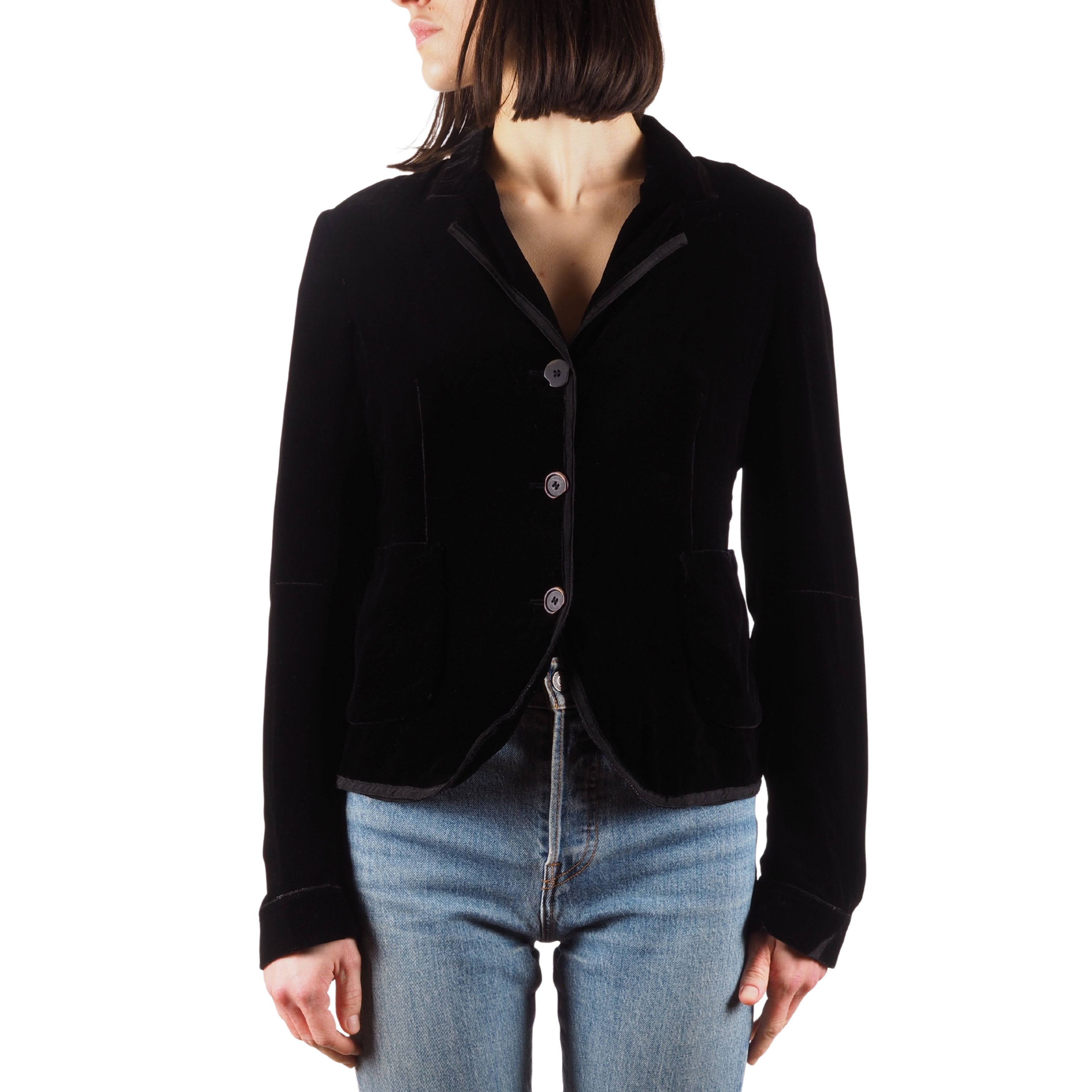 Marithe + Francois Girbaud Marithe Francois Girbaud Vintage Black Velour Blazer Jacket Size M / US 6-8 / IT 42-44 - 1 Thumbnail