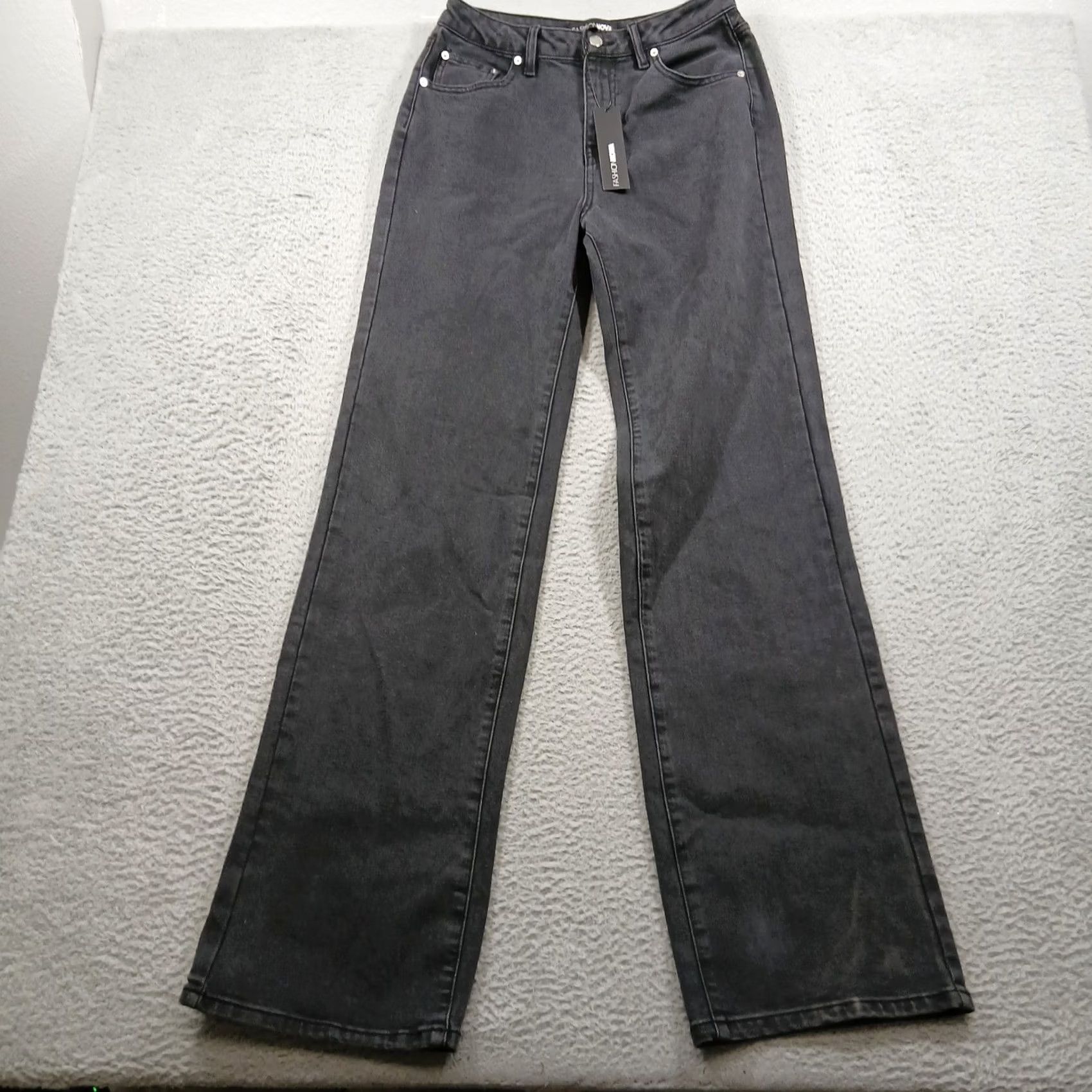 Fashion Nova Fashion Nova Tall Bonafide Basic Straight Leg Jeans 7 High Rise NWT Black Wash Denim 36" Inseam Womens Jeans Size 28" / US 6 / IT 42 - 2 Thumbnail