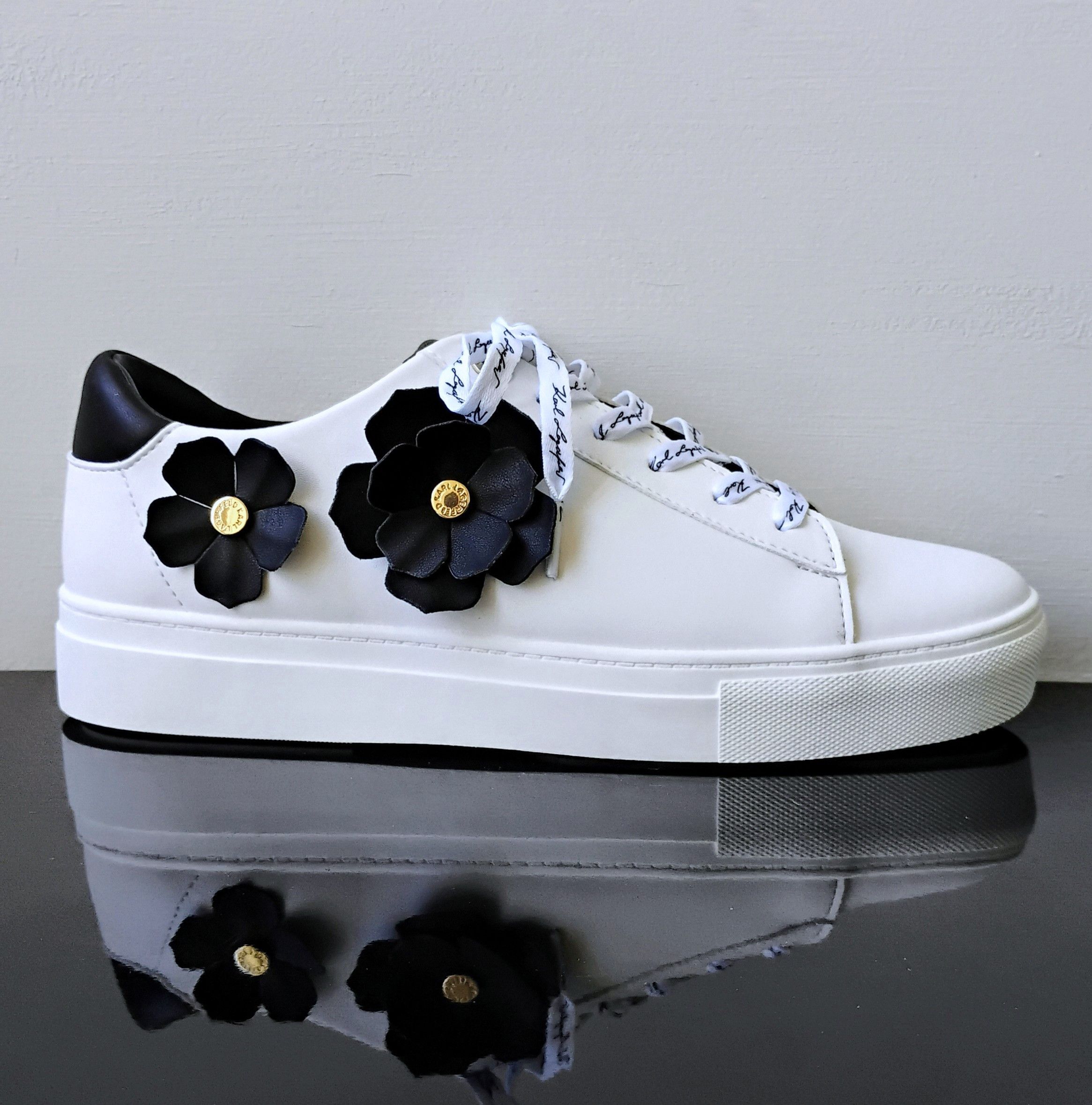Karl Lagerfeld Karl Lagerfeld Paris Women's Flower Sneaker in Black/White Size US 9.5 / IT 39.5 - 1 Thumbnail