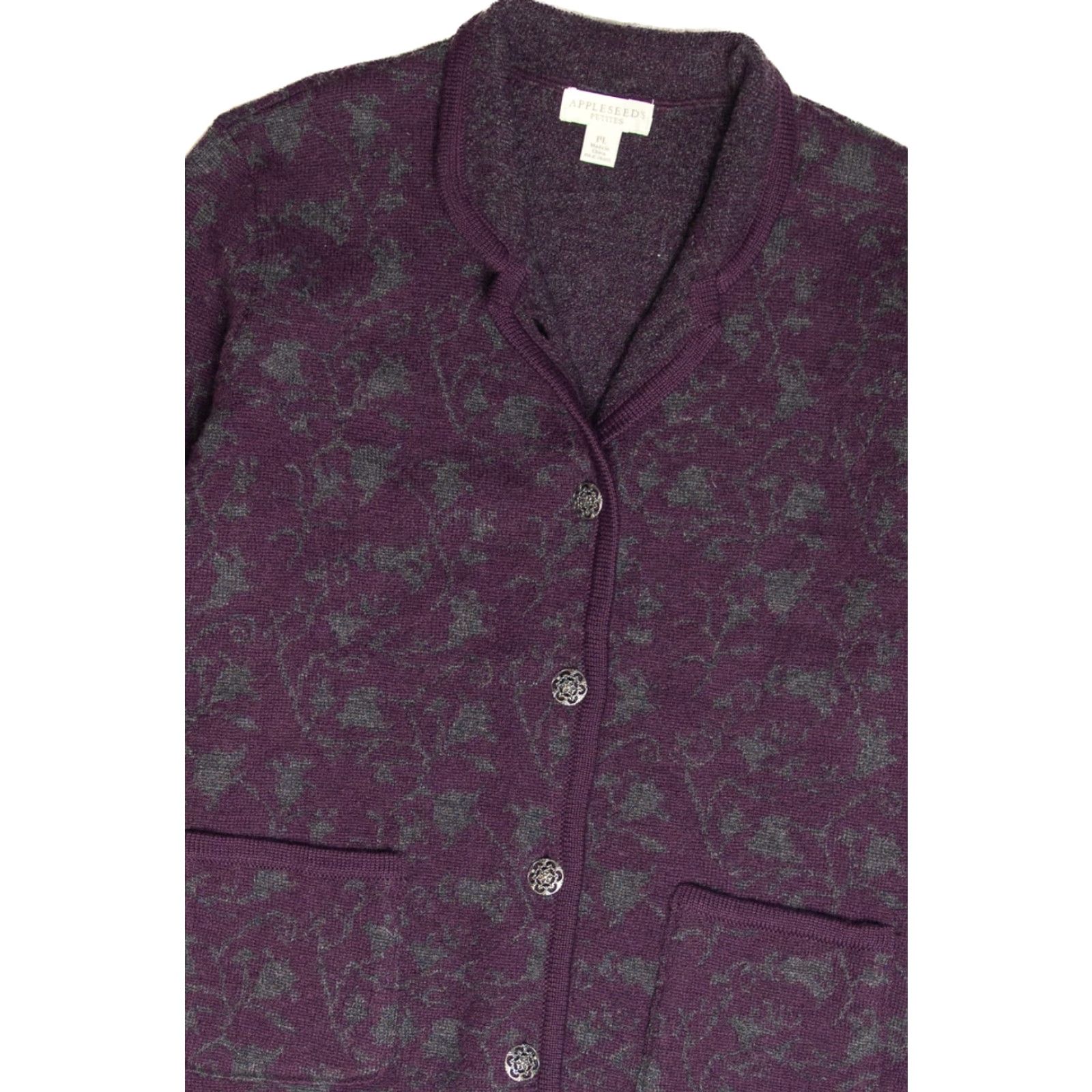 Vintage VINTAGE Appleseed's Petites Cardigan Sweater Front Pockets Large Purple Wool Womens Size L / US 10 / IT 46 - 2 Thumbnail