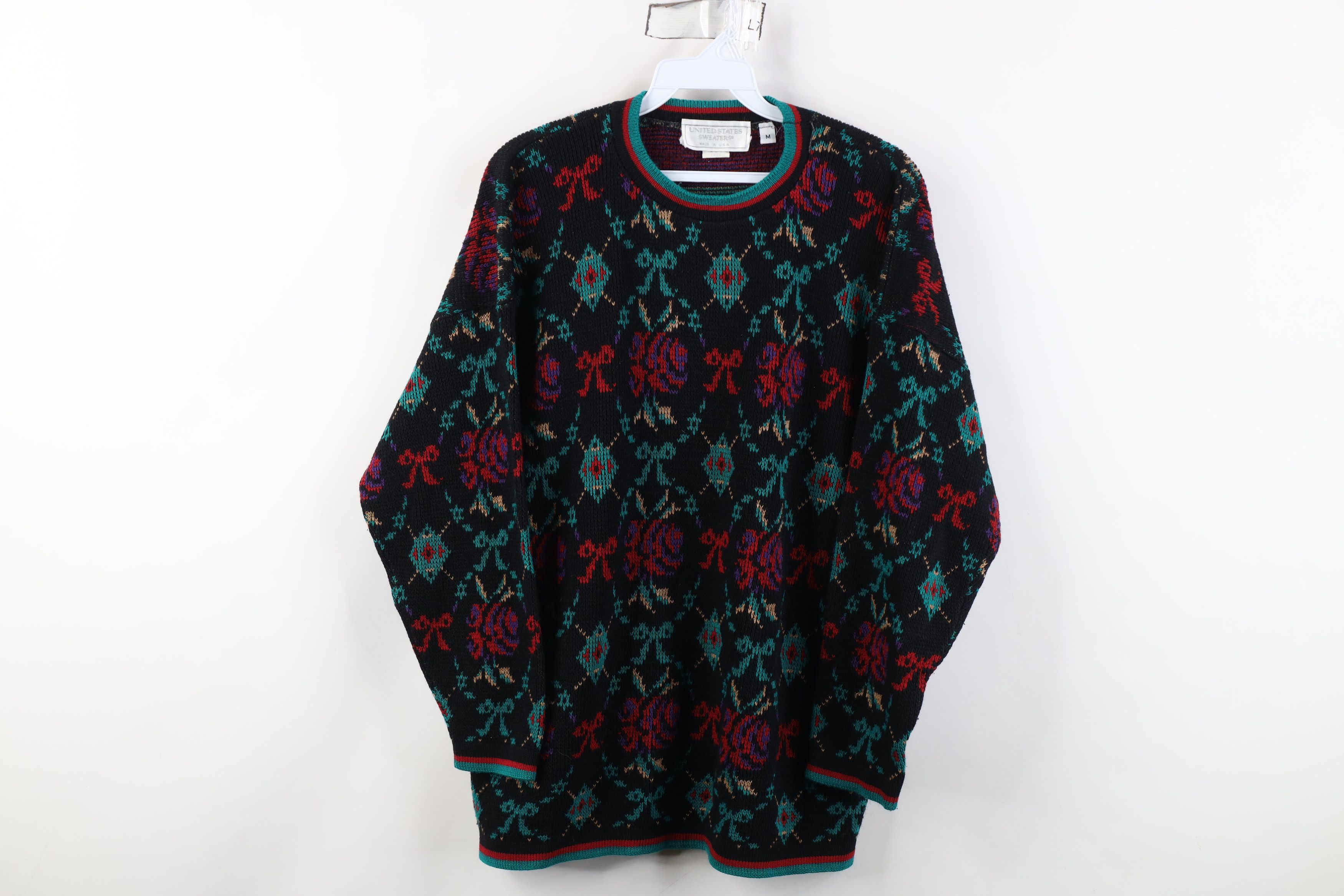 Vintage Vintage 90s Streetwear Flower Argyle Knit Sweater USA Size M / US 6-8 / IT 42-44 - 1 Thumbnail
