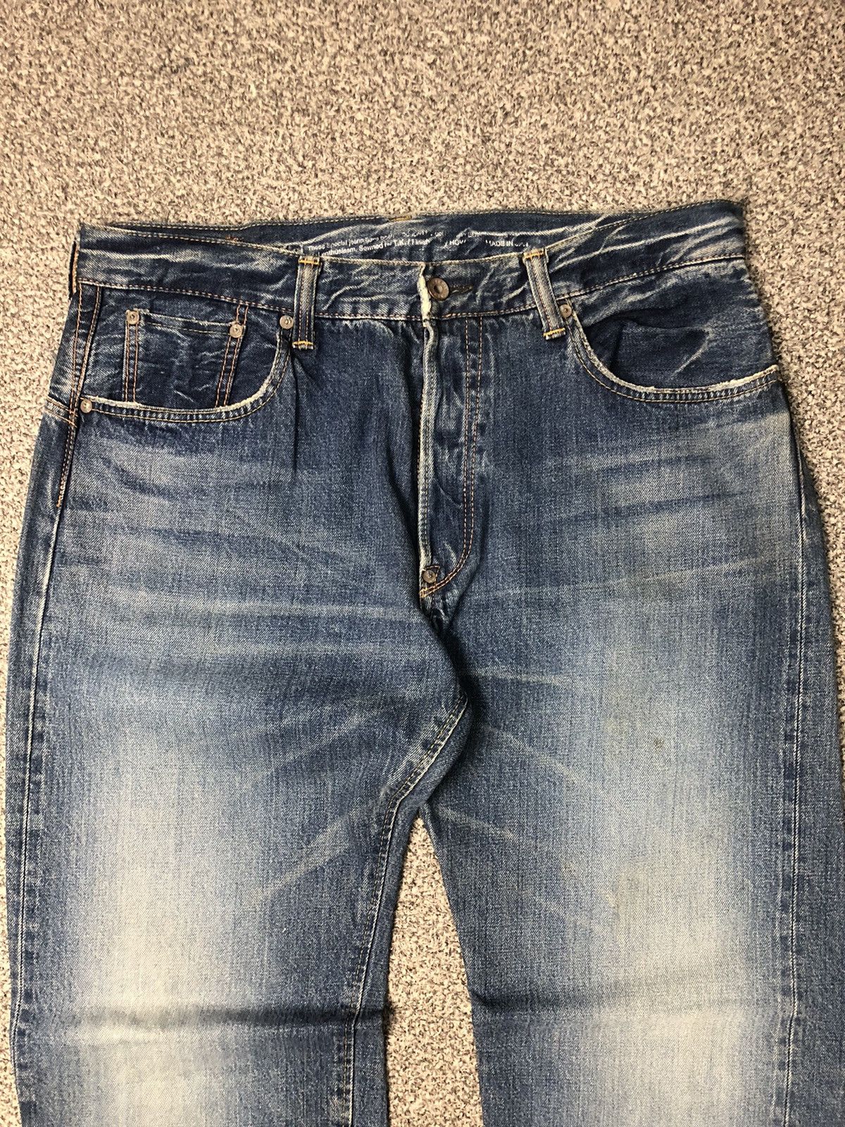 Edwin × Japanese Brand × Vintage 💥RARE💥Vintage Faded EDWIN 505 Half Salvedge Jeans Size US 37 - 3 Thumbnail