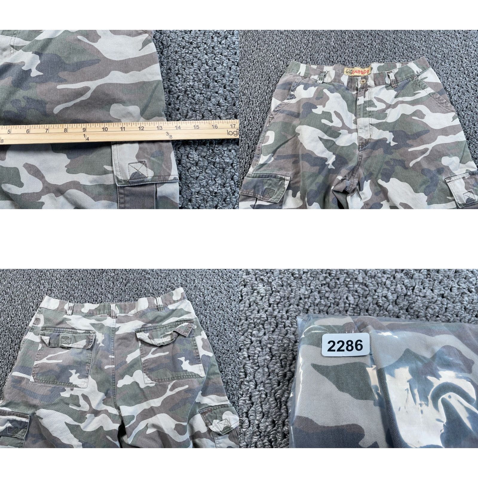 Vintage VINTAGE Nevada Camouflage Cargo Pants Men 34 x 28 Green Camo Straight Leg 90s Army Nature Outdoor Mens Size US 35 - 8 Thumbnail