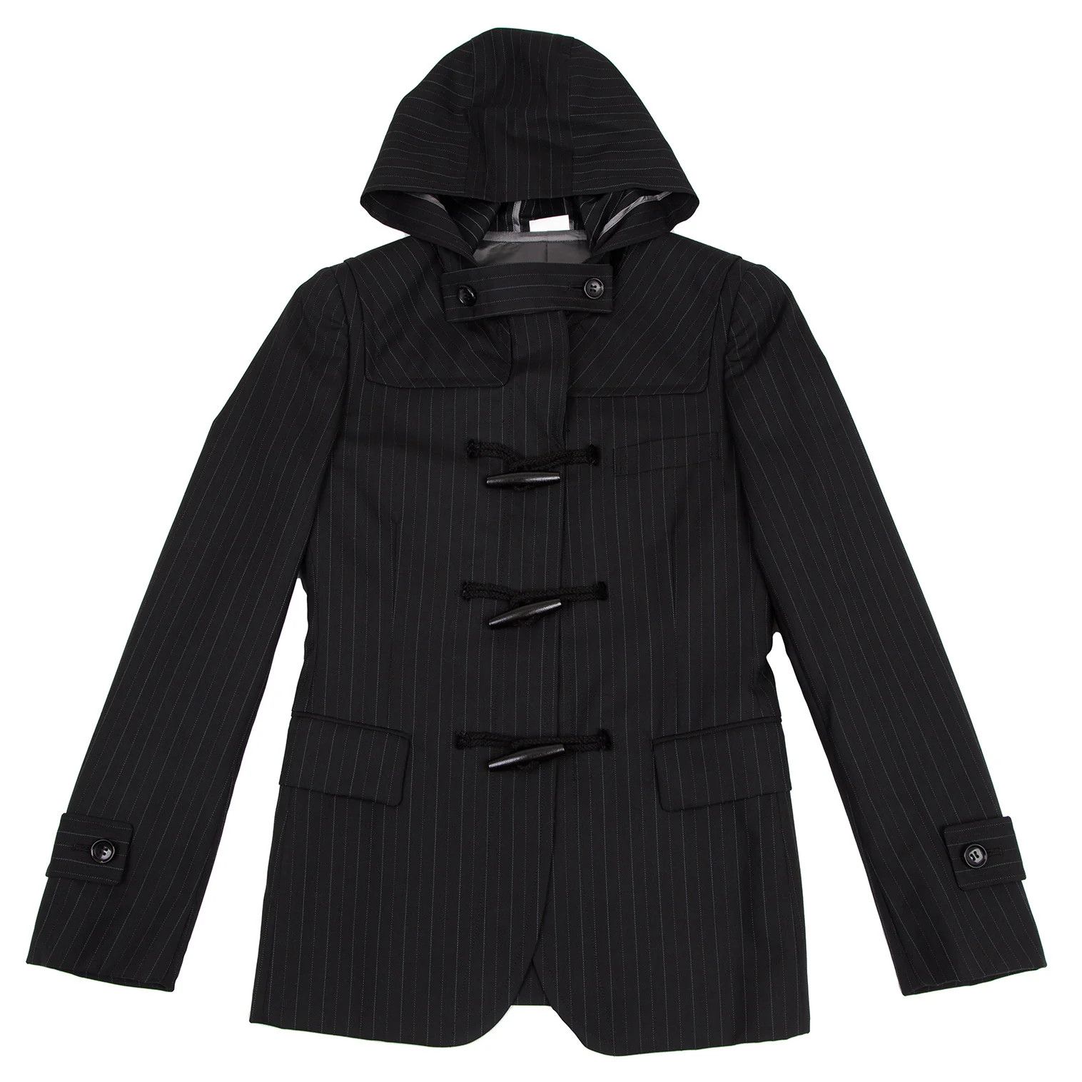 Comme des Garcons Homme Plus Wool Stripe Duffle Jacket in Black Size XS Size US XS / EU 42 / 0 - 1 Preview