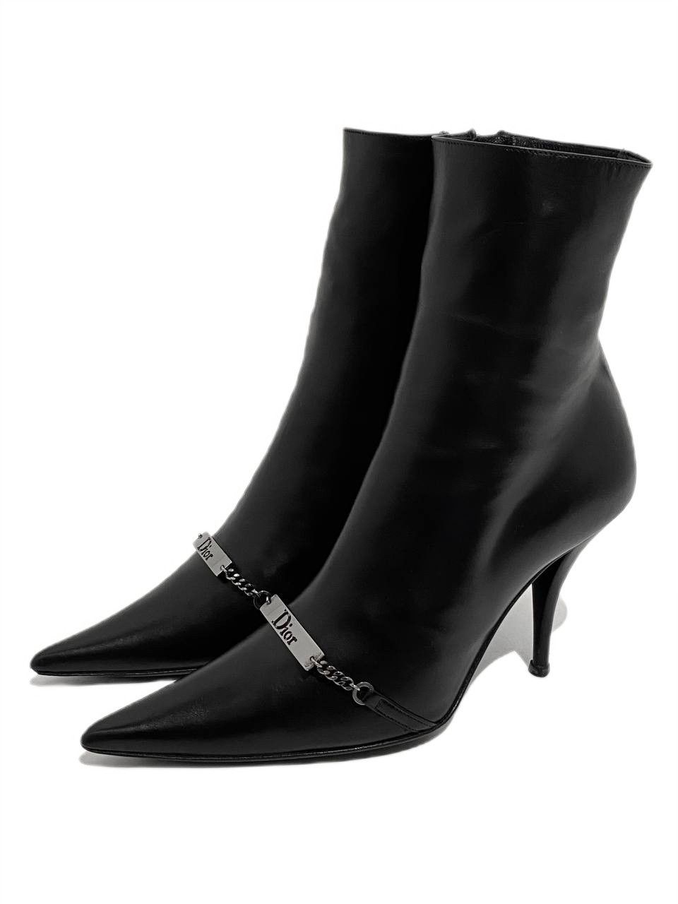 Dior Dior x Galliano Chain Logo Black Leather Archive Boots Y2K Size US 6.5 / IT 36.5 - 1 Thumbnail