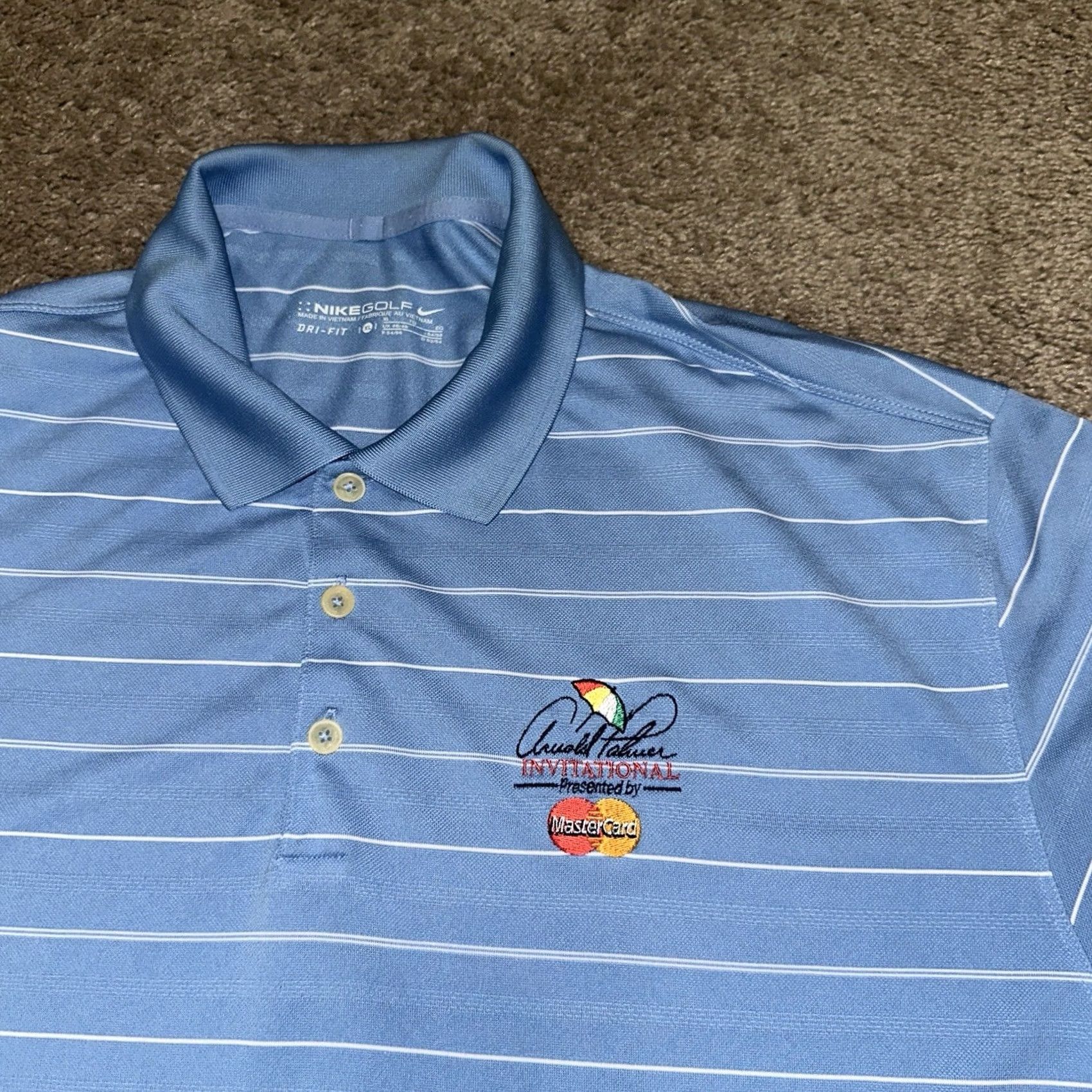 Nike Nike Polo Shirt Mens XL Arnold Palmer Golf Performance Breathable Striped Blue Size US XL / EU 56 / 4 - 2 Thumbnail