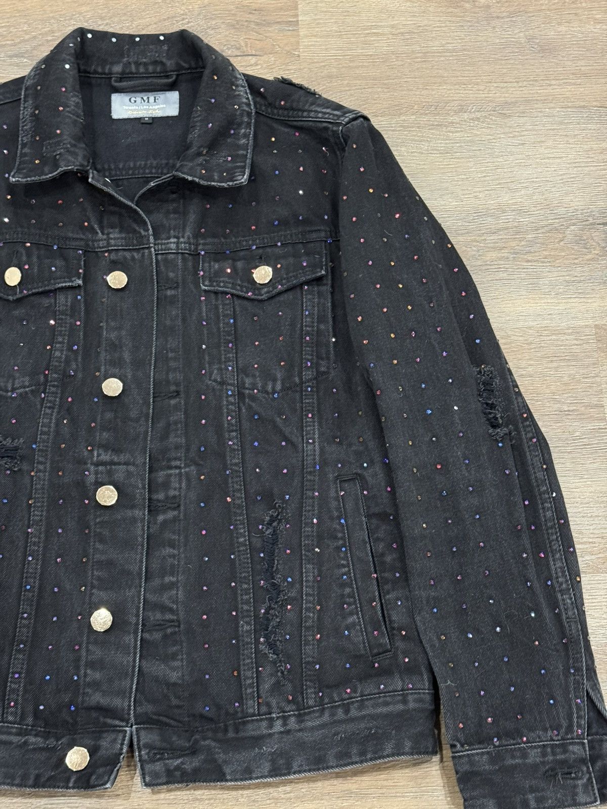 Other GMF Rhinestone Denim Jacket Distressed Crystal Trucker Size US M / EU 48-50 / 2 - 7 Thumbnail
