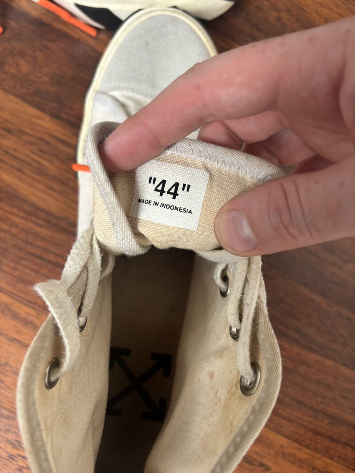 Off-White Off White Vulcanized high top “striped” Canvas Sneakers Size US 10.5 / EU 43-44 - 6 Thumbnail