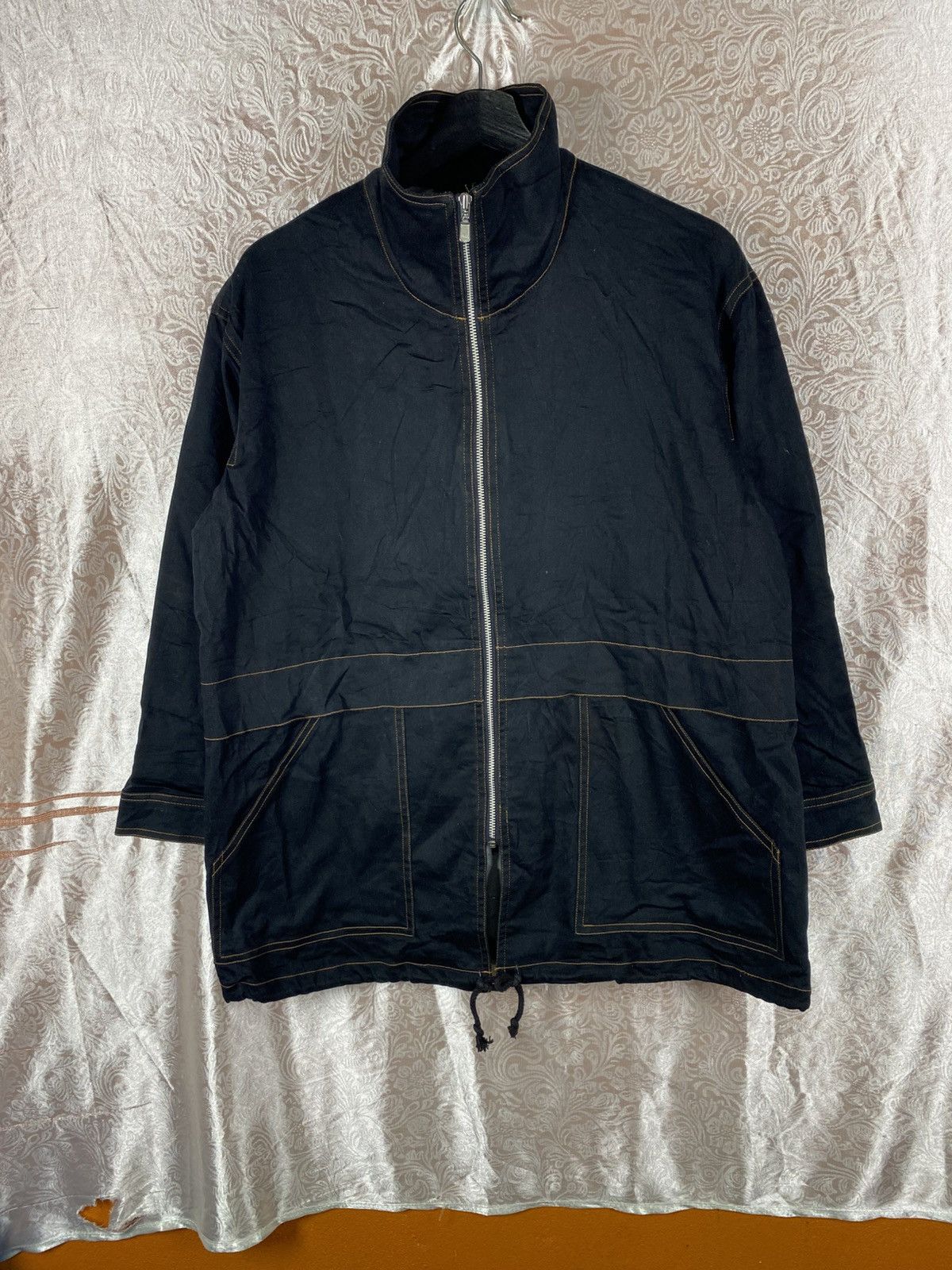 Japanese Brand Vintage Claudio Valentino Paris Black Zip Jacket Minimalist Size L / US 10 / IT 46 - 3 Thumbnail