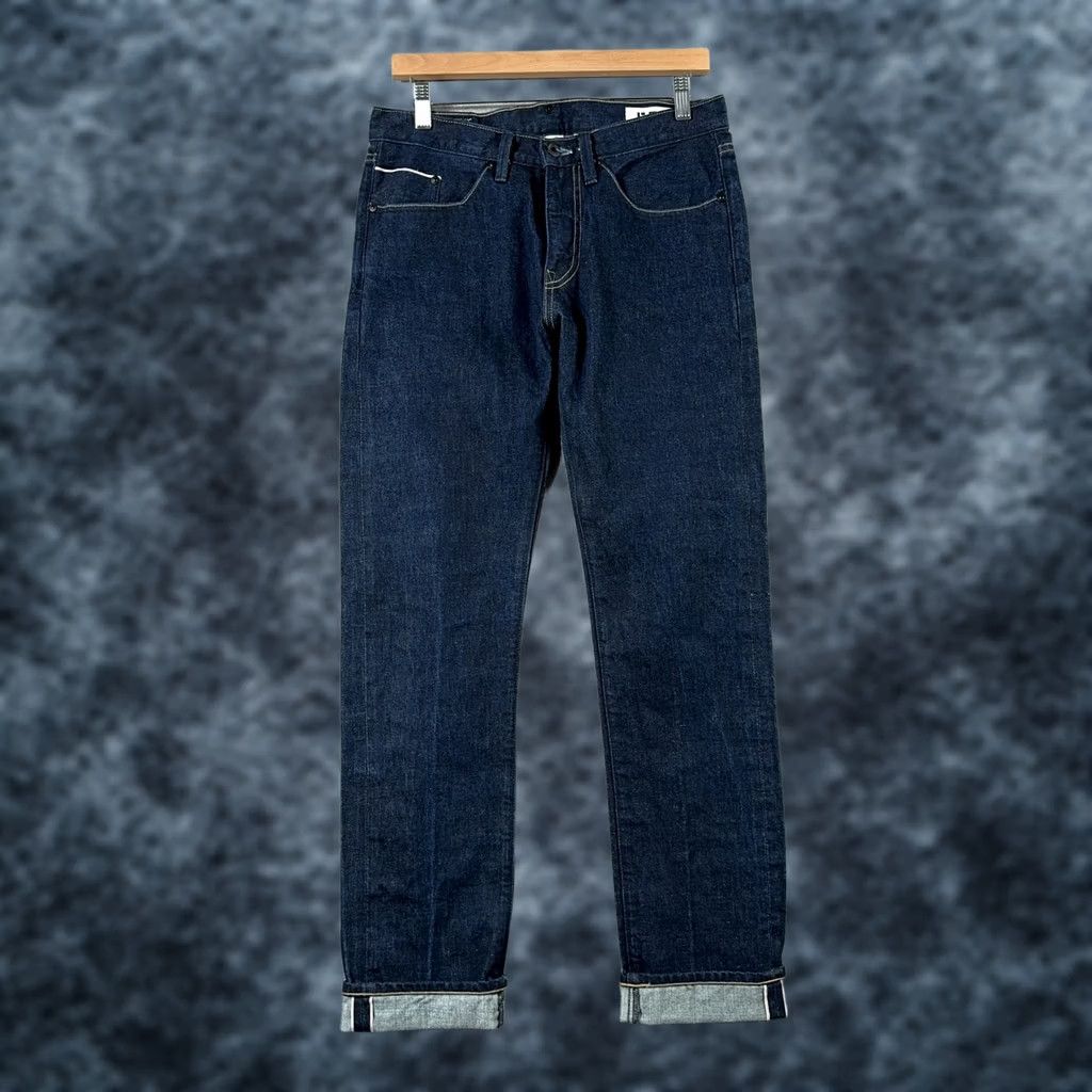 Denime Rogan Puck Jeans Mens 30x32 Blue Denim Selvedge USA Made Classic Fit Narrow Leg Straight Ins 100% Cotton Button Zip Pockets Size US 30 / EU 46 - 1 Thumbnail