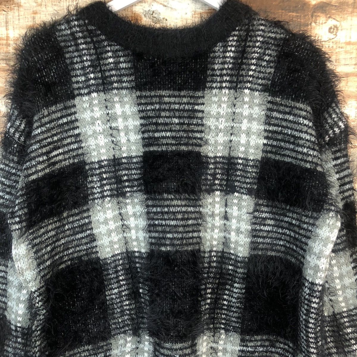 Homespun Knitwear × Japanese Brand DL Azul Black mohair shaggy fur Knitwear #C348 Size US M / EU 48-50 / 2 - 5 Thumbnail