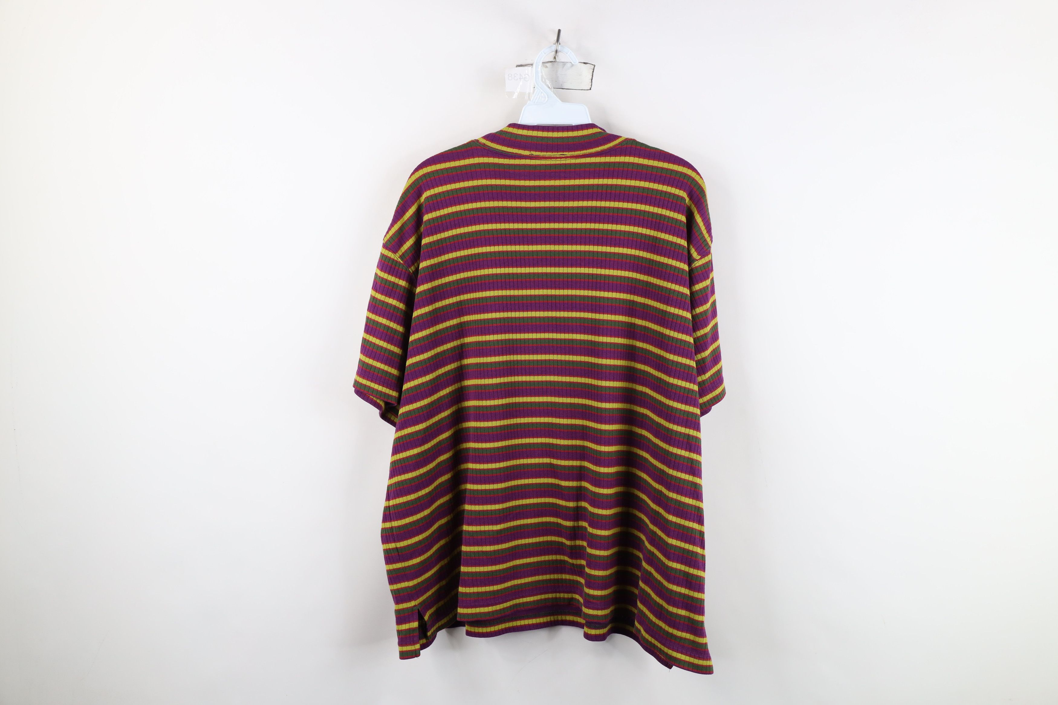 Vintage Vintage 90s Streetwear Striped Knit Mock Neck T-Shirt Size 3XL / US 20-22 - 9 Thumbnail