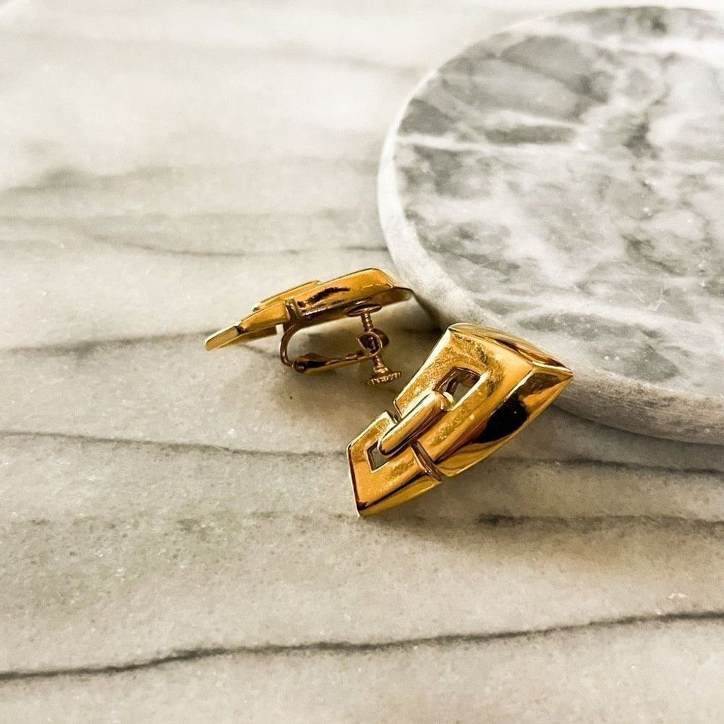 Vintage Vintage Napier Screw Back Earrings Gold Geometric MCM Size ONE SIZE - 2 Thumbnail