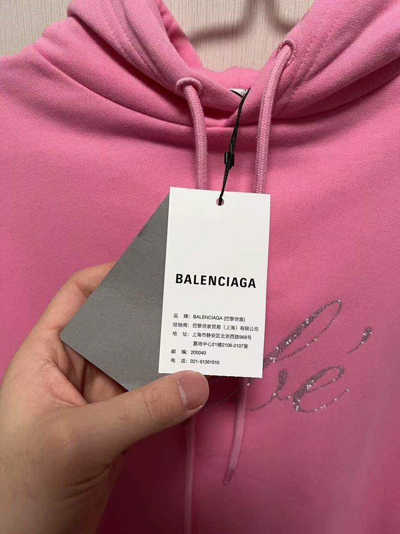 Balenciaga Balenciaga Pink Bebe Hoodie with Rhinestones-2506 Size M / US 6-8 / IT 42-44 - 7 Thumbnail