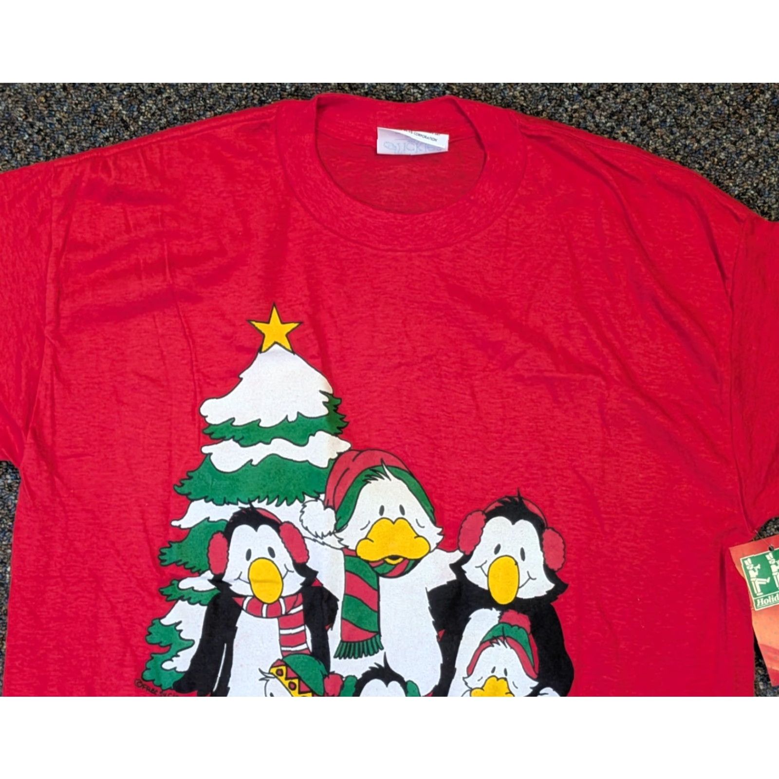 Reiss VINTAGE Patty Reiss Night Shirt Shirt Women One Size Red Christmas Penguins Peace on Earth Holiday Magic NWT Size ONE SIZE - 2 Thumbnail