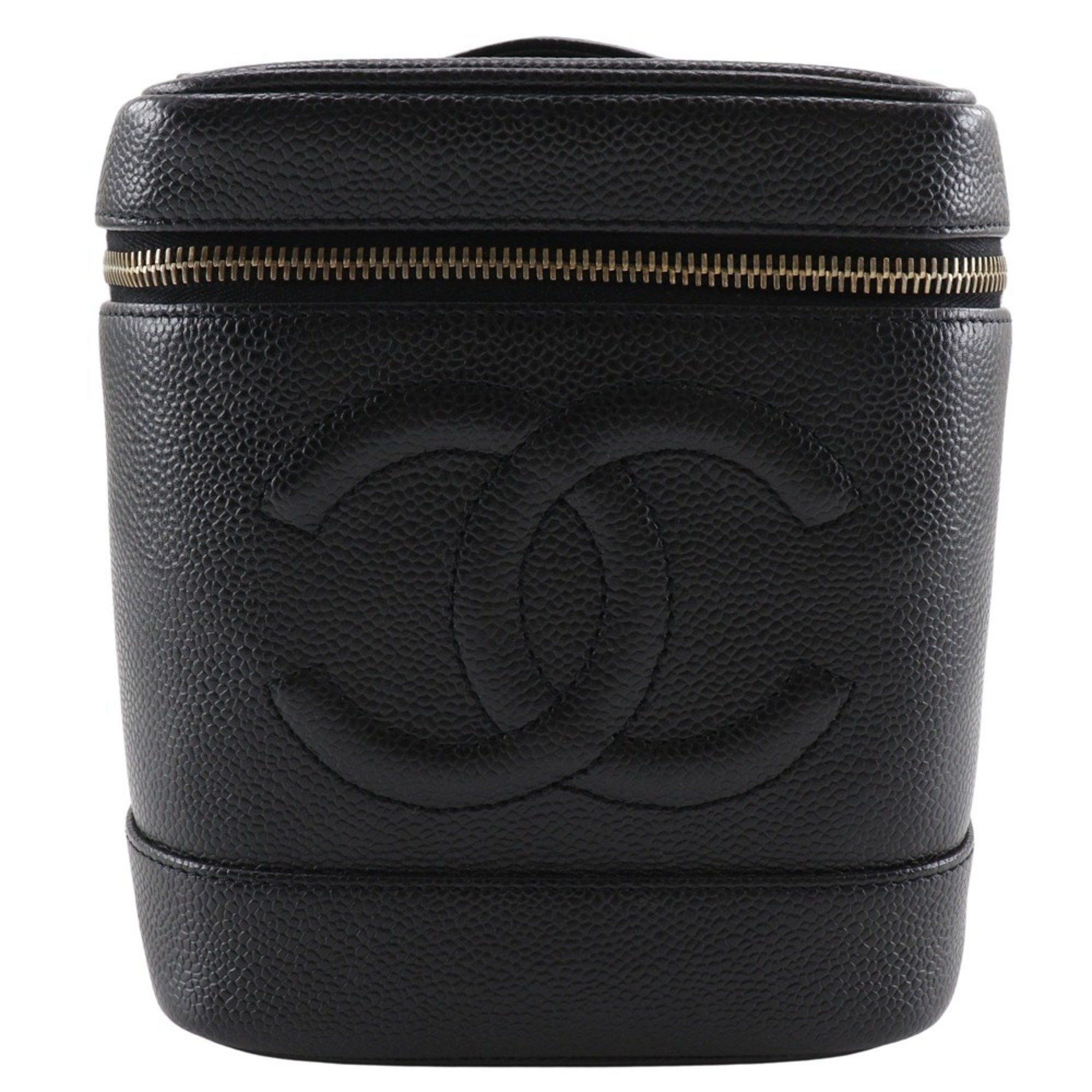 Chanel CHANEL Vanity Pouch Coco Mark Handbag A01998 Caviar Skin Black Women's Size ONE SIZE - 1 Thumbnail