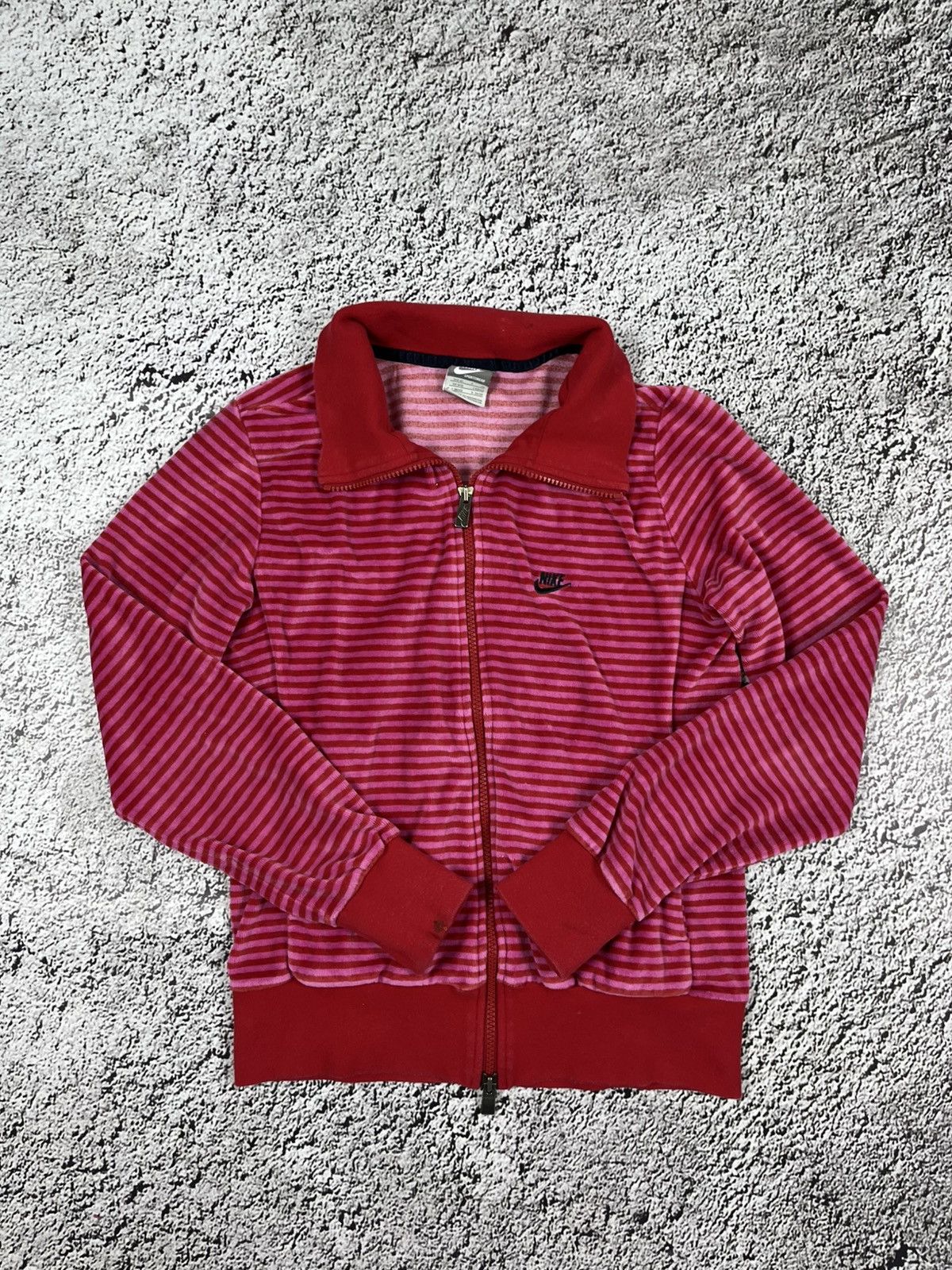 Nike VINTAGE Y2K Nike Velour Striped Zip Up wms Jacket size S Size S / US 4 / IT 40 - 2 Thumbnail