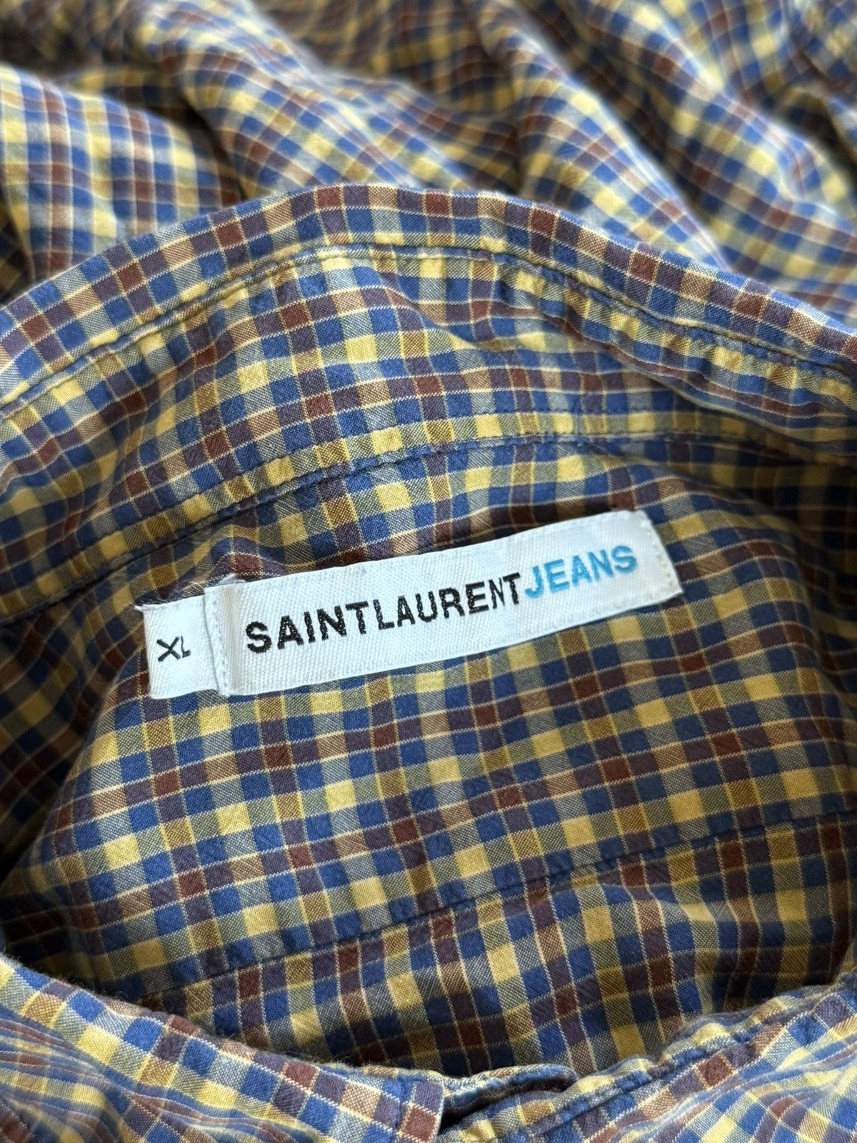 Saint Laurent Paris Saint Laurent jeans vintage checkered long sleeve shirt Size US XL / EU 56 / 4 - 3 Thumbnail