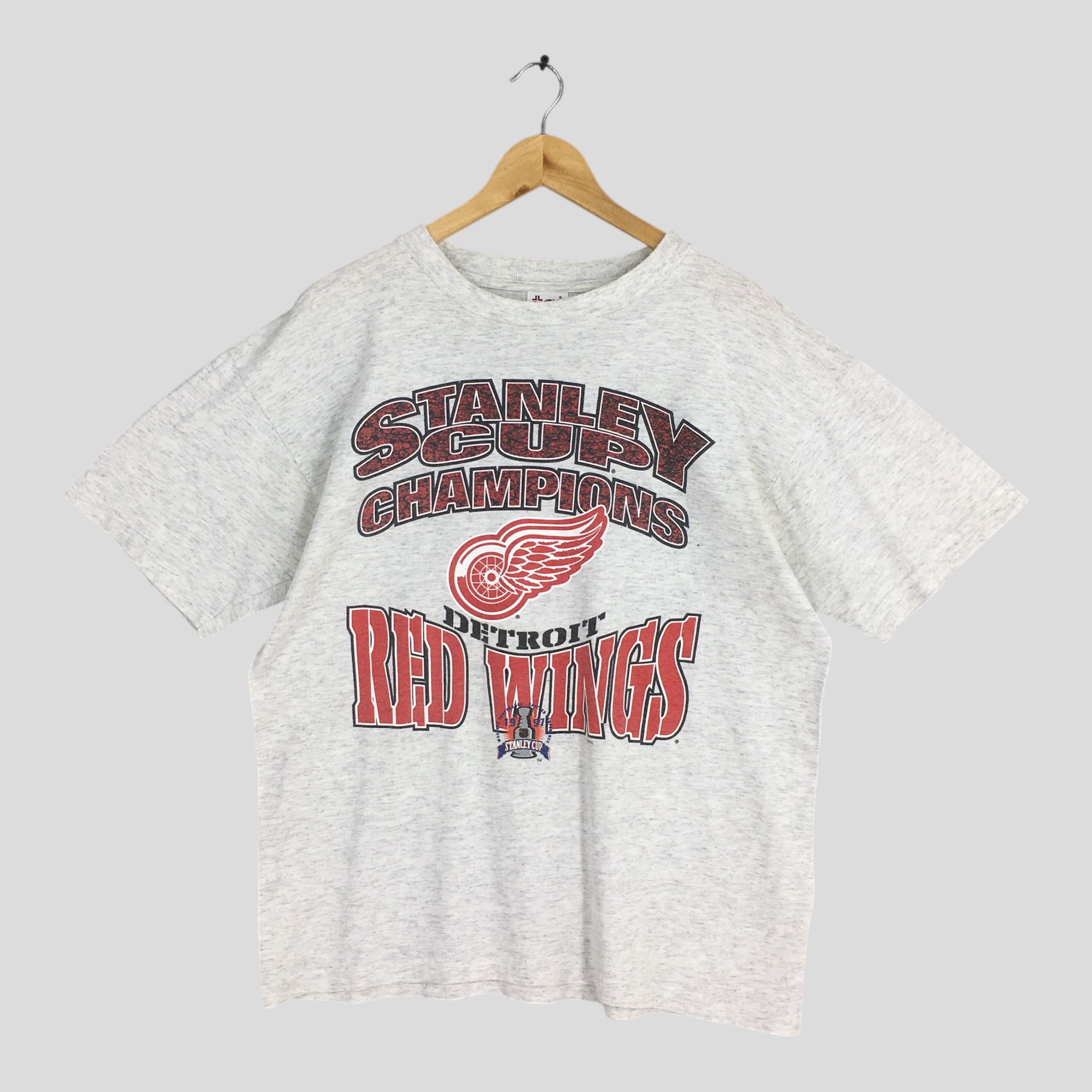 NHL × Vintage Vintage 90s Detroit Red Wings NHL Gray T shirt Large Size US L / EU 52-54 / 3 - 1 Thumbnail
