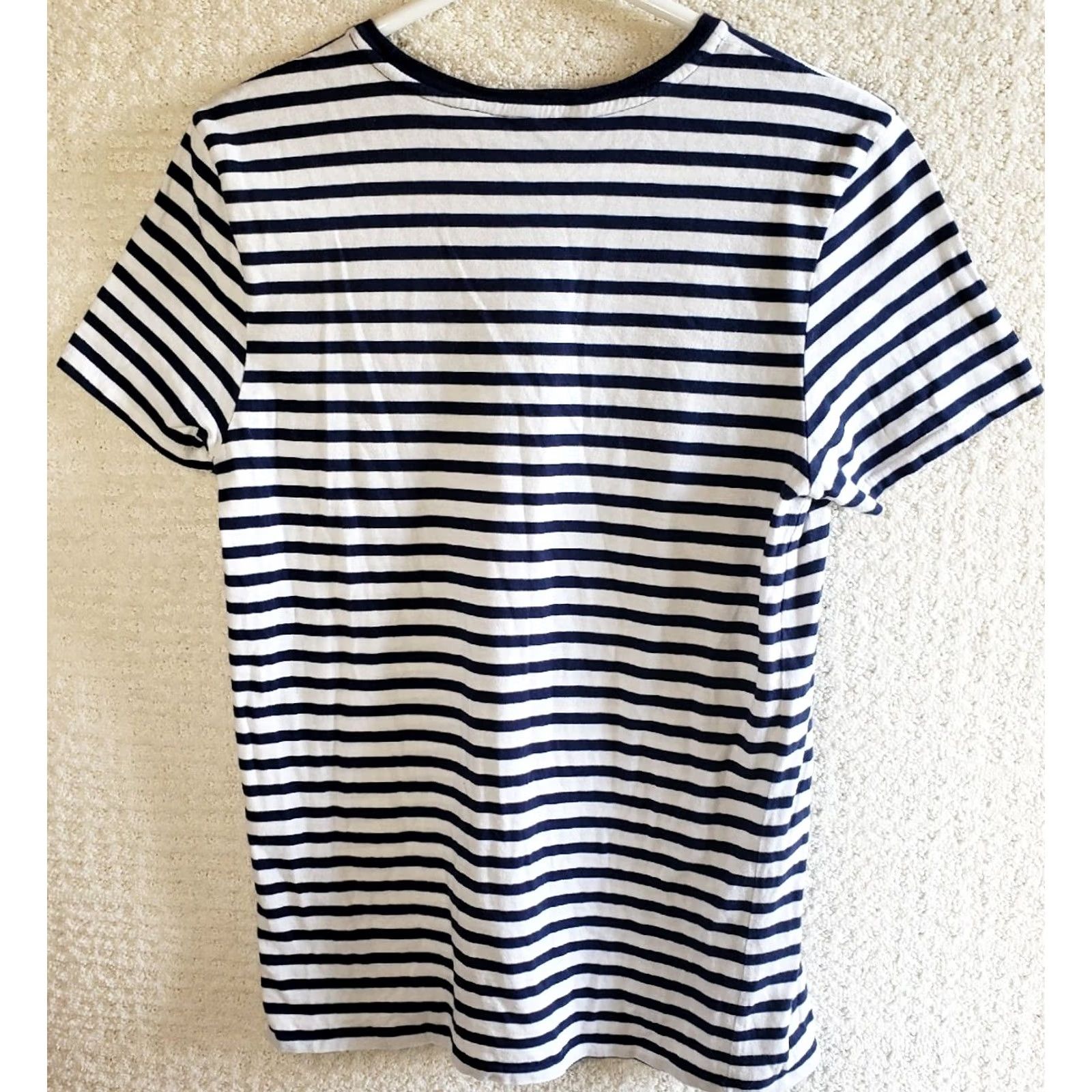 Polo Ralph Lauren VINTAGE Ralph Lauren Sport Shirt Womens L Blue Striped Short Sleeve Crew Neck Preppy Logo Casual All Seasons Men/Women Size L / US 10 / IT 46 - 6 Thumbnail