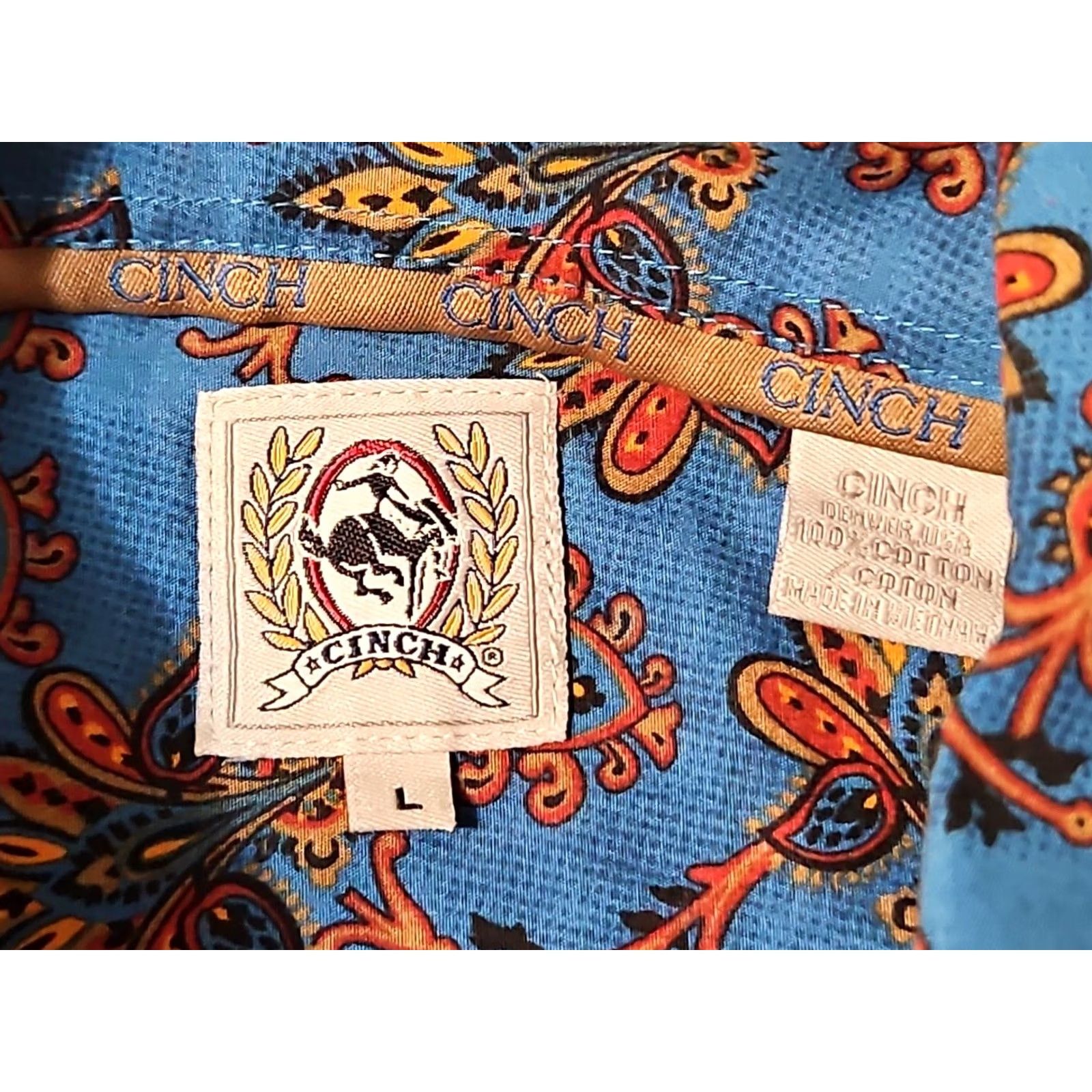 Vintage Cinch Shirt Mens Large Paisley Button Down All Over Print Western Cowboy Rodeo Size US L / EU 52-54 / 3 - 3 Thumbnail