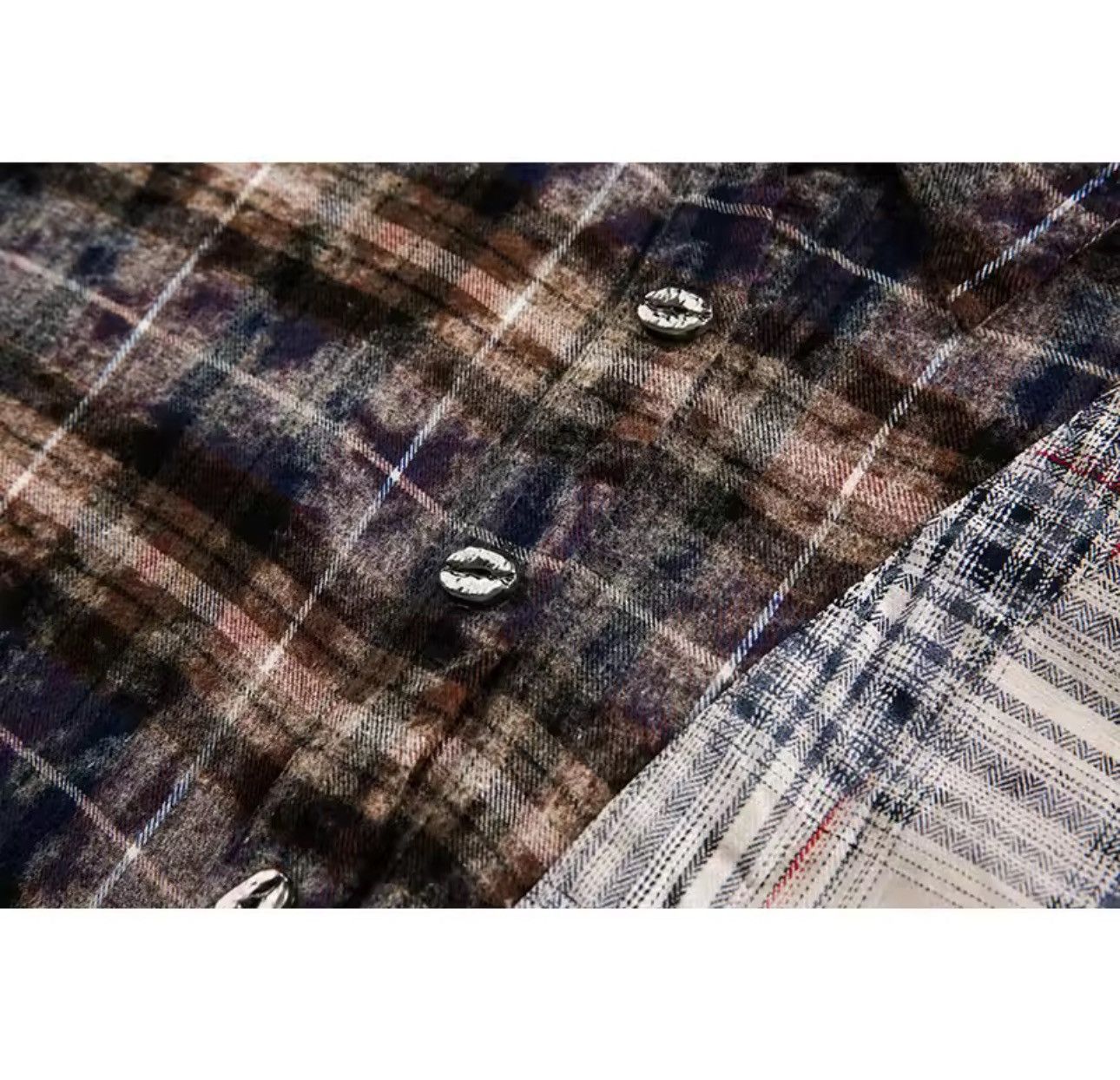 Other Vintage Retro Style Distressed Plaid Patchwork Shirt Y2k Size US L / EU 52-54 / 3 - 3 Thumbnail