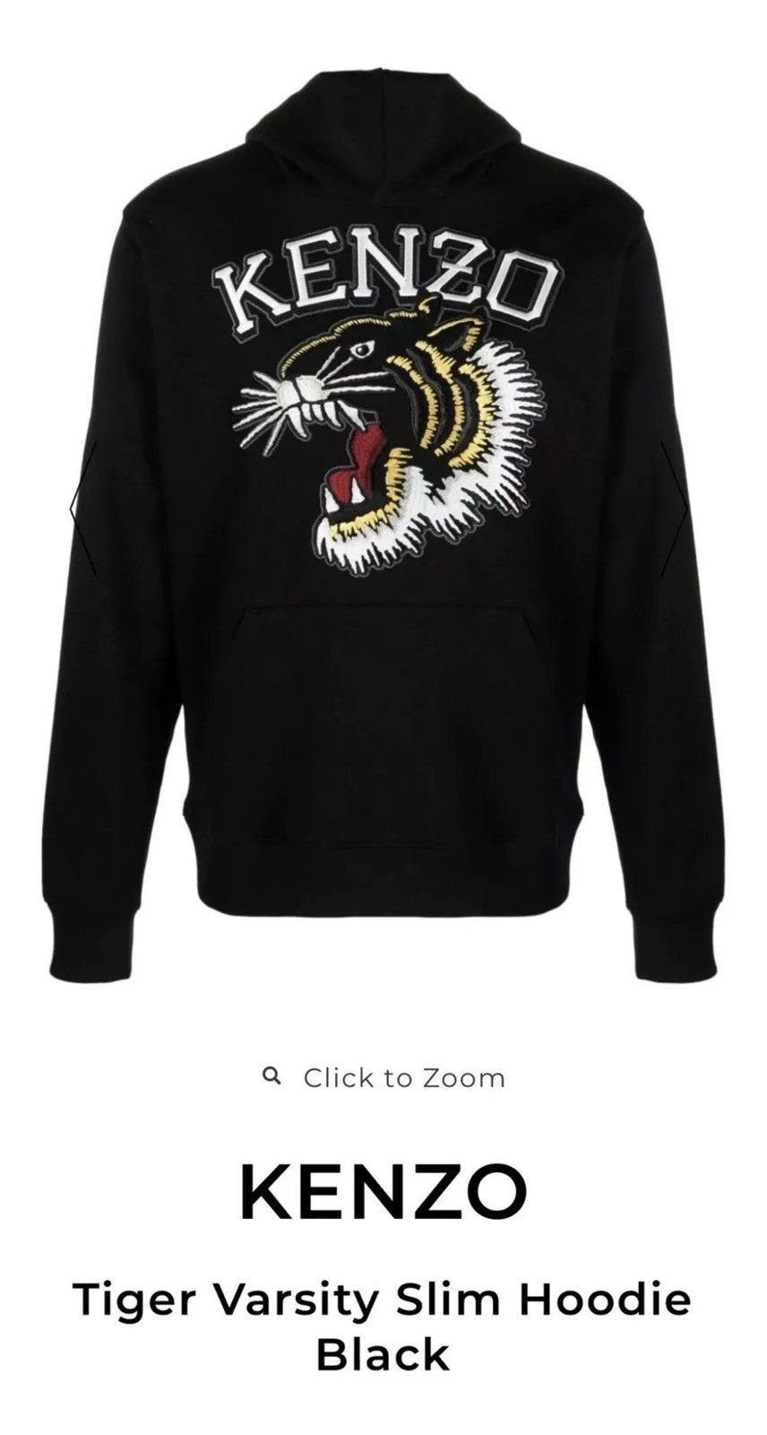 Kenzo KENZO TIGER VARSITY SLIM HOODIE IN BLACK MEDIUM COTTON Size US M / EU 48-50 / 2 - 1 Thumbnail