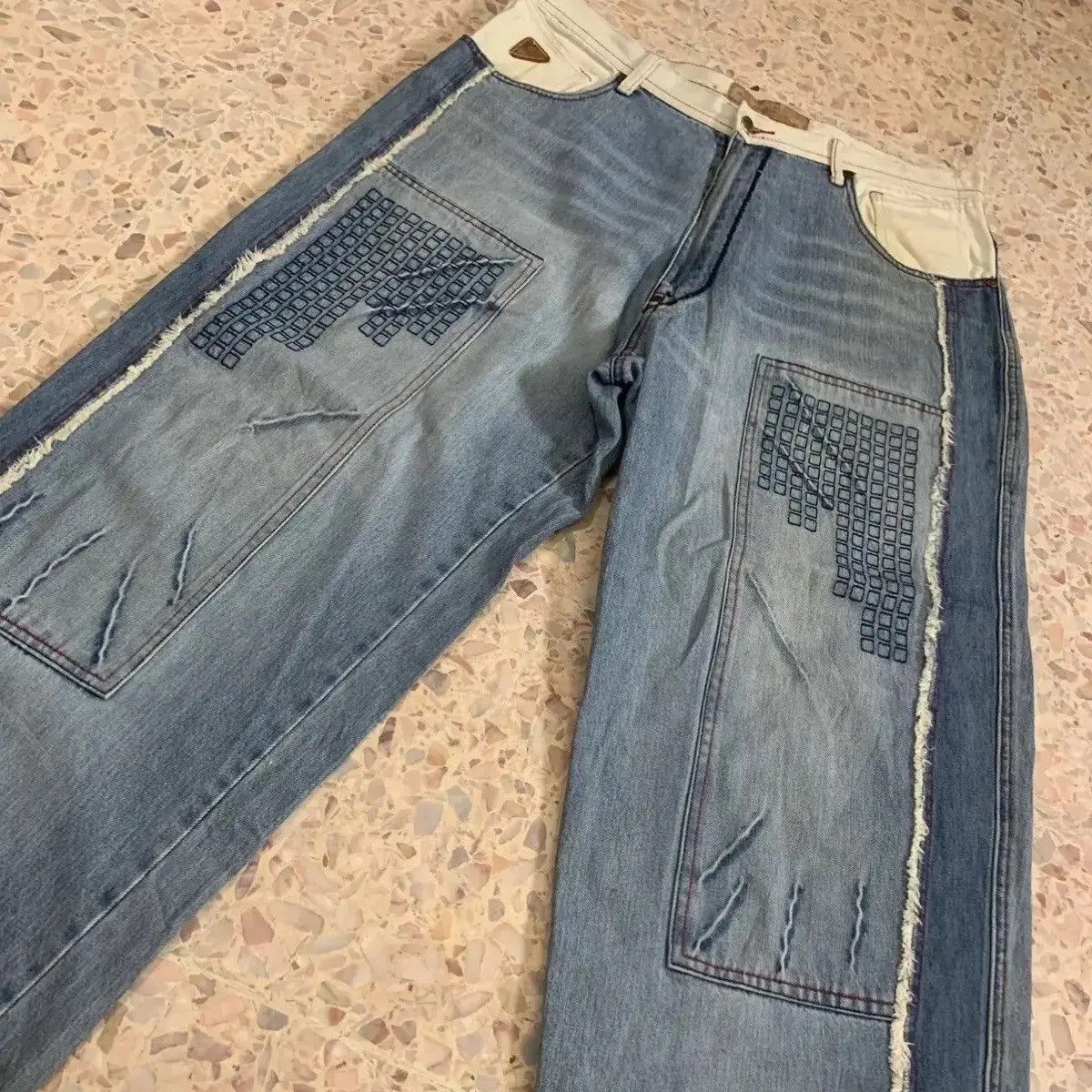 Akademiks STEALS 💥 Baggy Akademiks Jeans Patchwork Style Denim Pants Size US 36 / EU 52 - 2 Thumbnail
