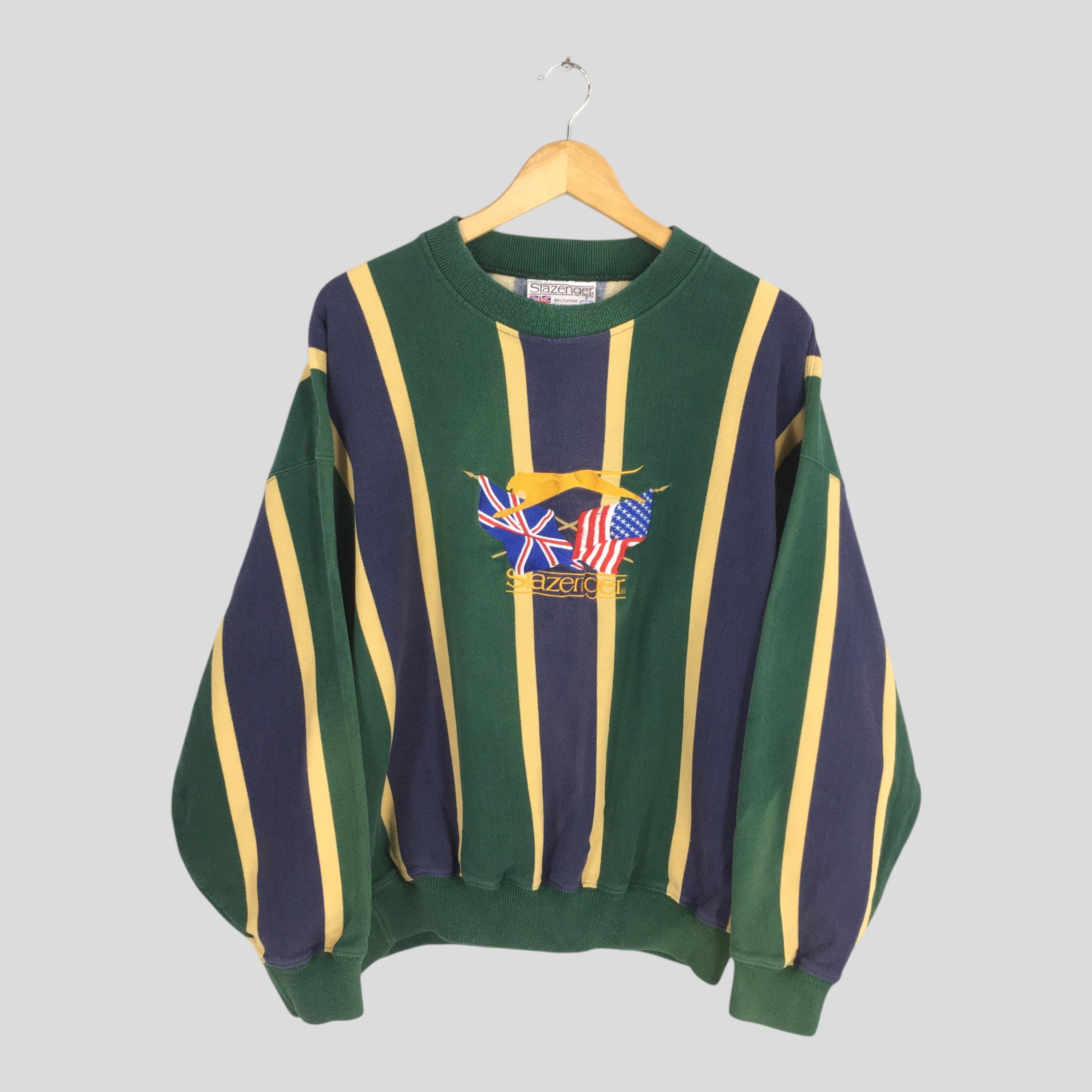 Vintage 90s Slazenger Striped Sweatshirt XLarge