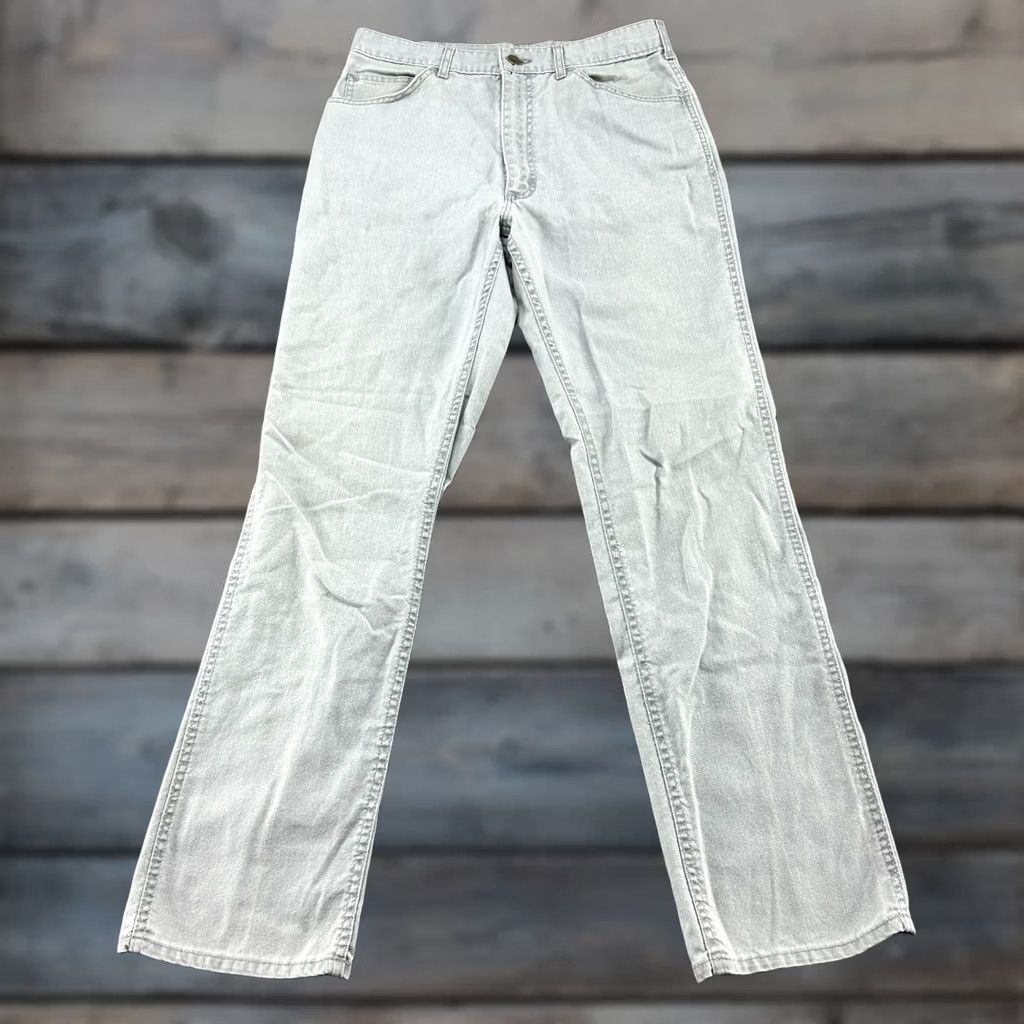 Lee VINTAGE Lee Jeans Men 34x34 Gray Bootcut Straight Distressed 90s Cowboy Wrangler 13MWZ 5-Pocket Cotton Denim Light Wash Medium Wash Regular Fit Size US 34 / EU 50 - 1 Thumbnail