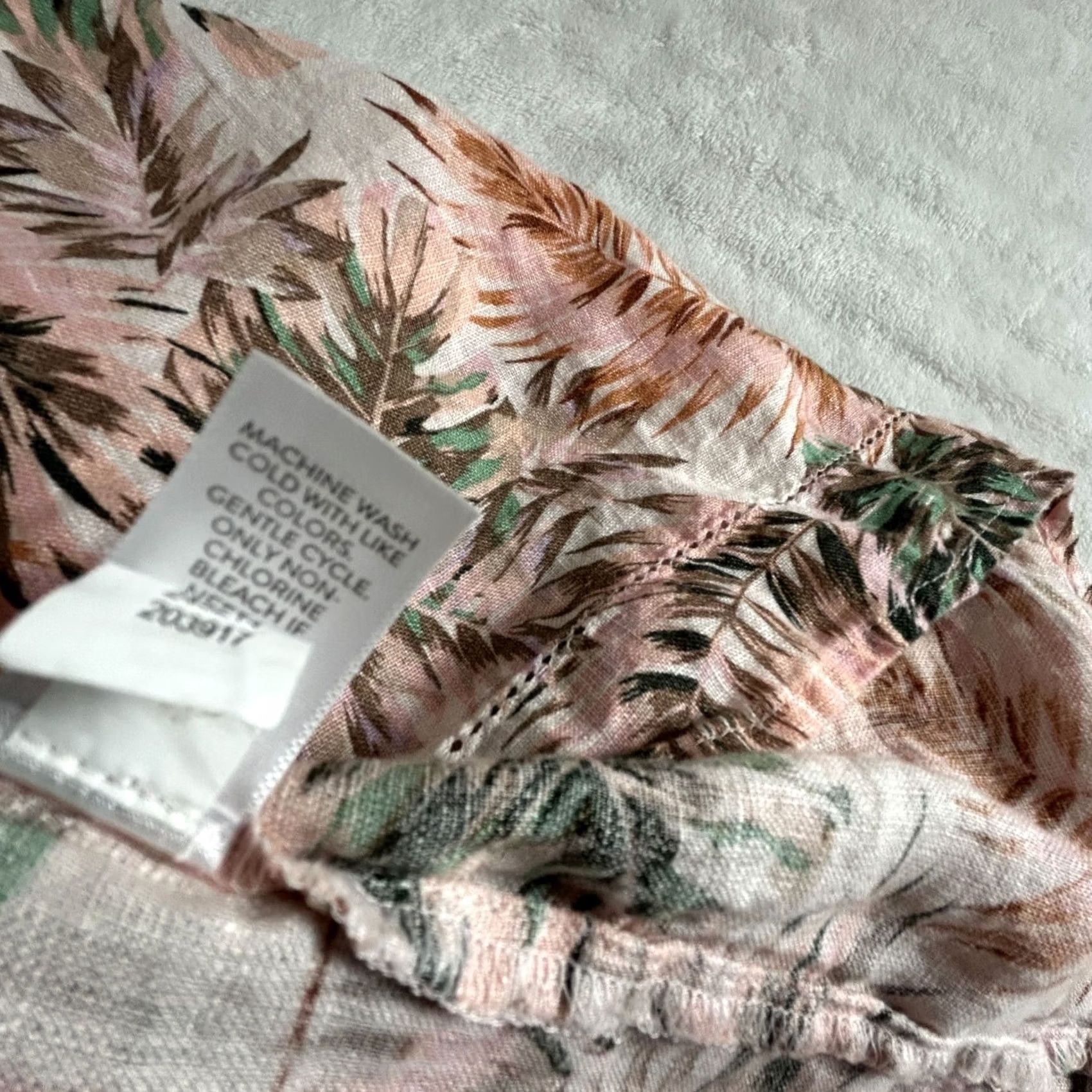 J. Jill J.Jill Love Linen Blouse Top 1X Pink V-Neck 3/4 Sleeve Tropical Print Lightweight Womens Shirt Size XL / US 12-14 / IT 48-50 - 5 Thumbnail