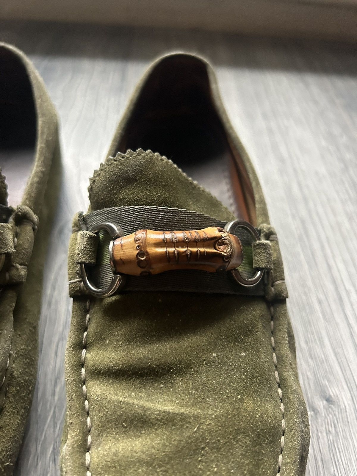 Gucci Gucci Bamboo Bit Green Suede Loafers Size US 7 / EU 40 - 4 Thumbnail