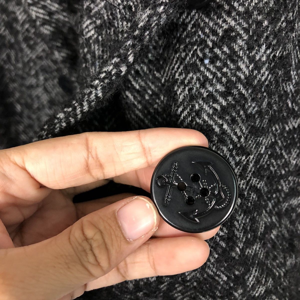 Japanese Brand Tommy Bahama Wool Blend Peacoat — Charcoal Herringbone Size US XS / EU 42 / 0 - 17 Thumbnail