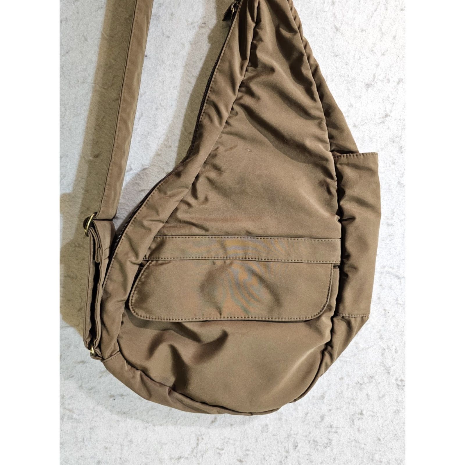Vintage VINTAGE AmeriBag Healthy Brown Green Nylon Sling Bag Multiple Pockets Adjustable Size ONE SIZE - 4 Thumbnail
