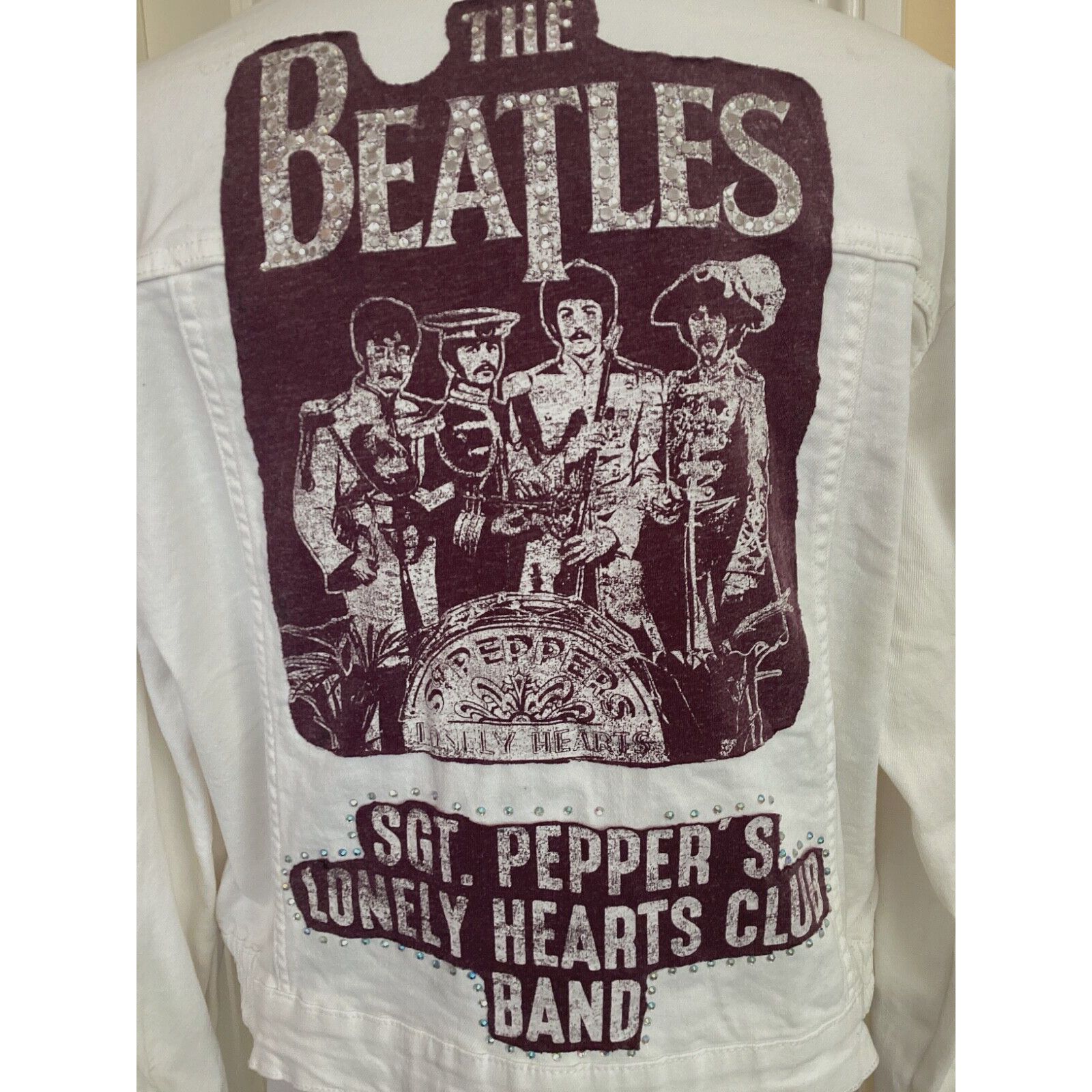 Other THE BEATLES SGT PEPPER RHINESTONE DENIM MOTO TRUCKER JACKET Size L / US 10 / IT 46 - 1 Thumbnail