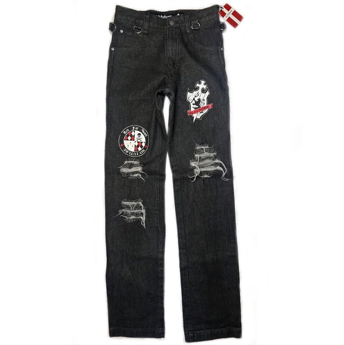 If Six Was Nine × Japanese Brand × KMRii Japanese Brand No Future Distressed Black Jeans Size US 27 - 1 Thumbnail