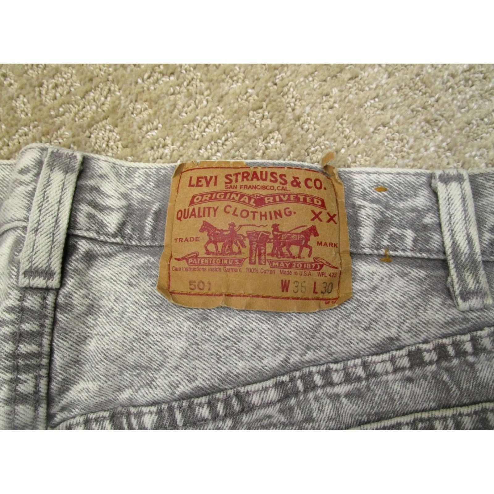 Levi's Levi's 501 Jeans Men's 36x30 Acid Wash Gray Button Fly Vintage USA 90s Straight Regular Denim Jeans Size US 36 / EU 52 - 6 Thumbnail