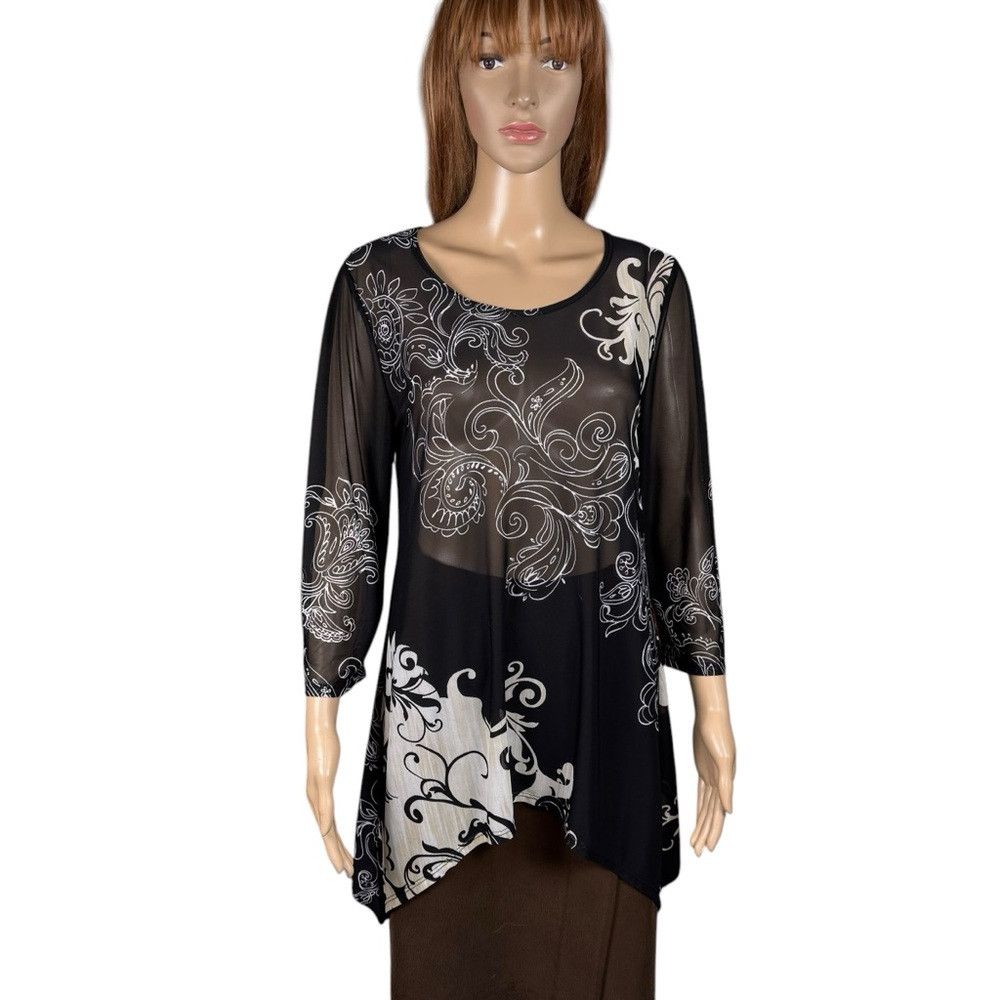 Chicos New Chico's Travelers 3/4 Sleeve Tunic Size 0 US S Size S / US 4 / IT 40 - 2 Thumbnail