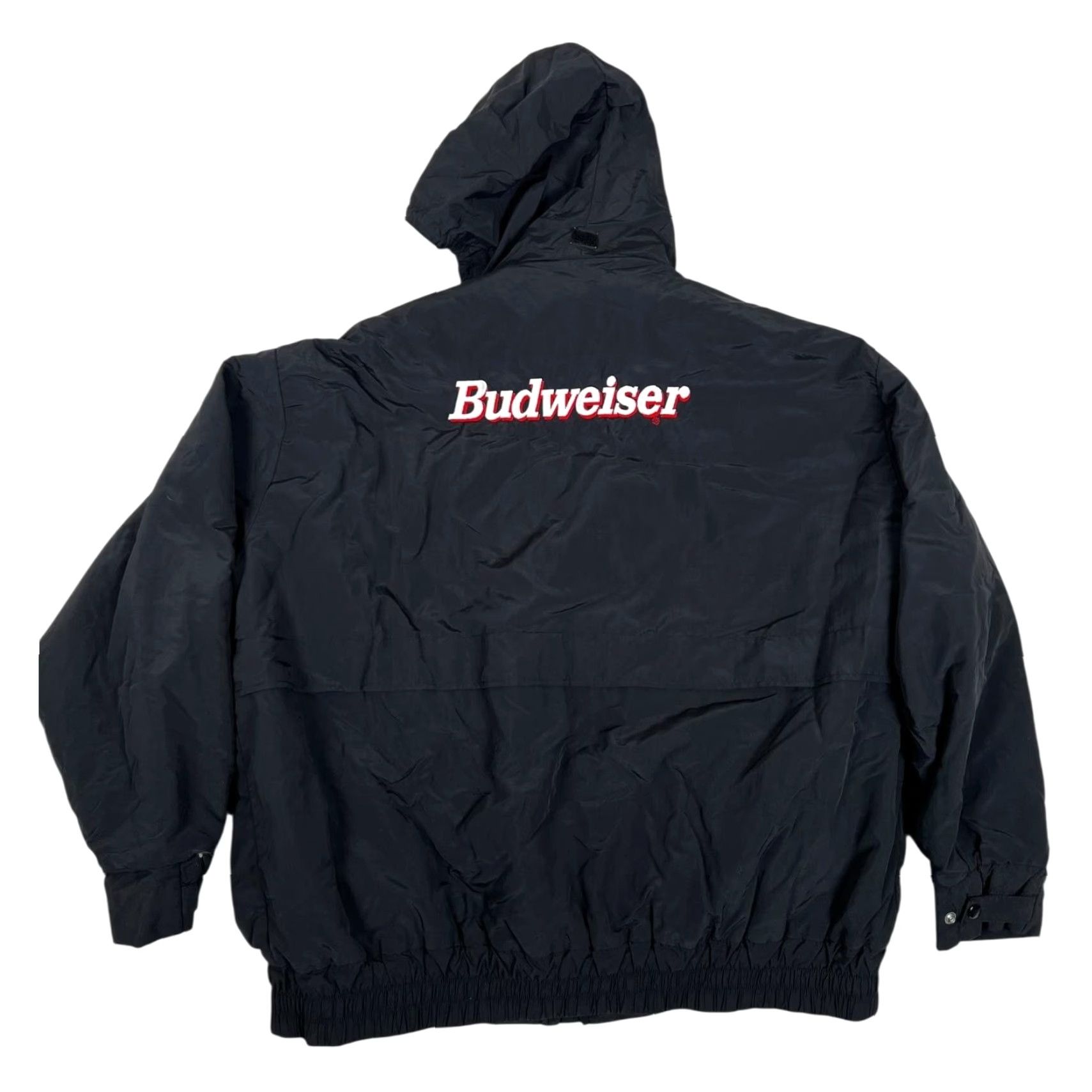 Budweiser VINTAGE Budweiser Jacket Mens 2XL Black Hooded Insulated Parka USA Made 90s Shirt? Size US XXL / EU 58 / 5 - 2 Thumbnail