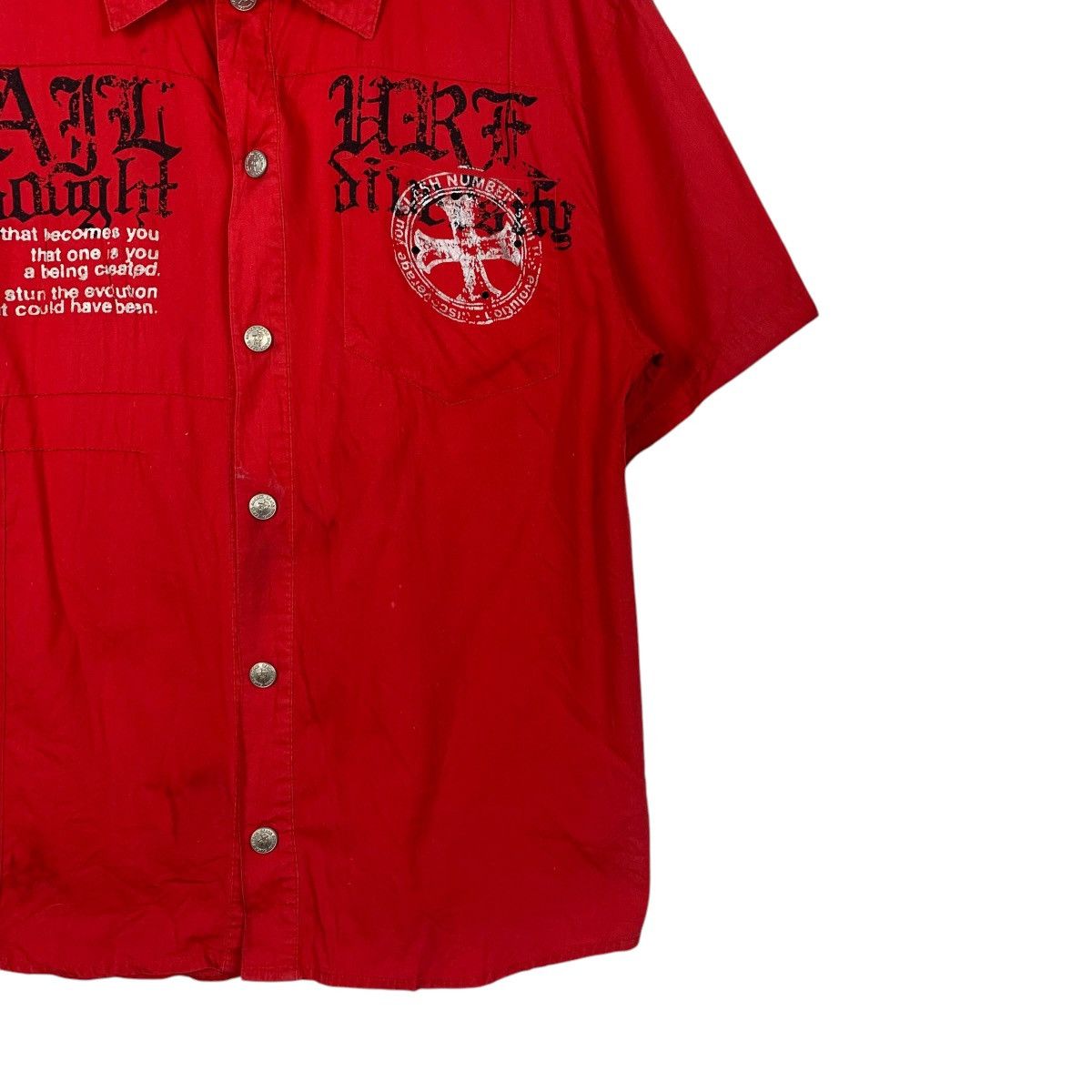 Japanese Brand SLASH NUMBER Red Short Sleeve Button Shirt #2075-C90 Size US L / EU 52-54 / 3 - 4 Thumbnail